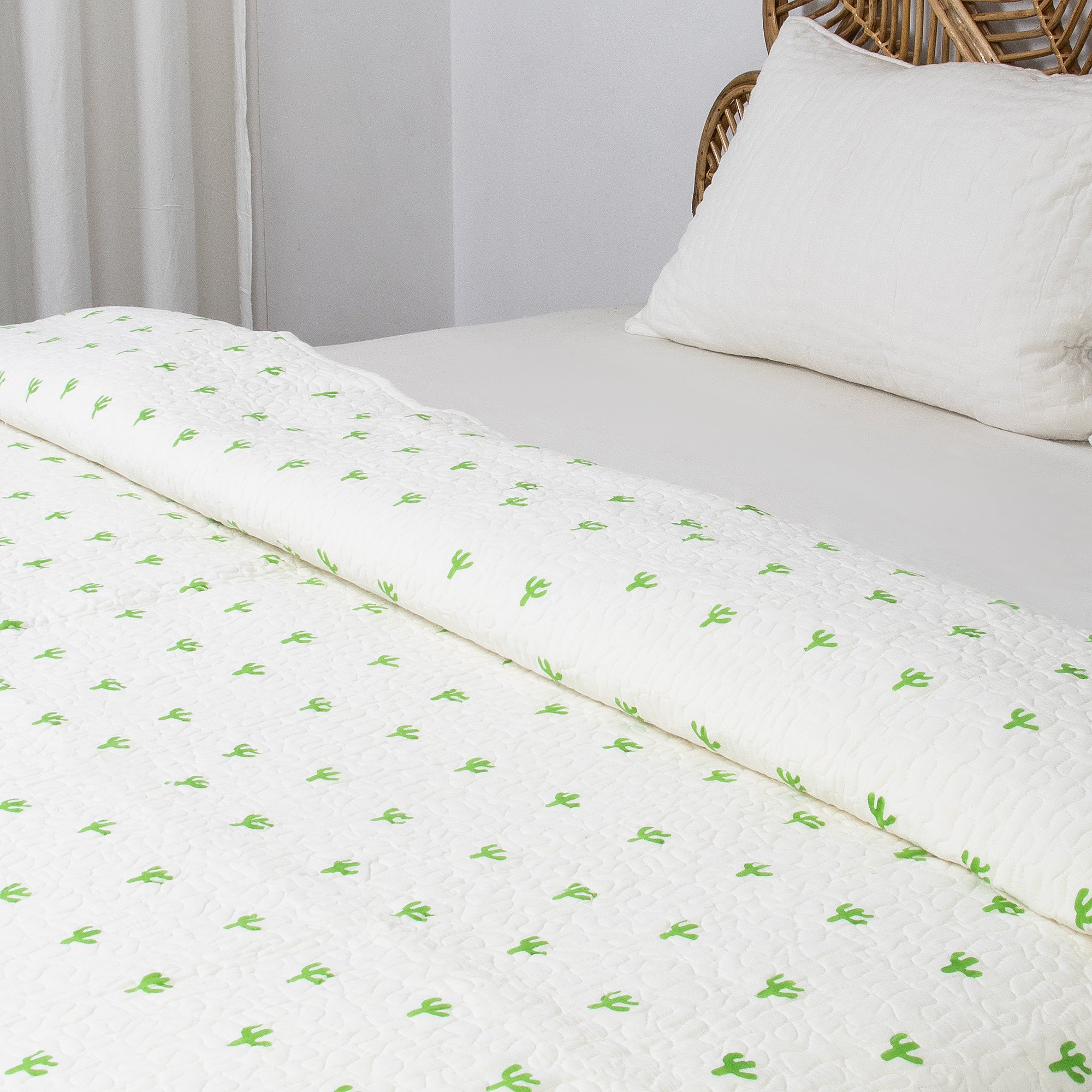 Best Quality Jaipuri Razai Green Cactus Plant Print