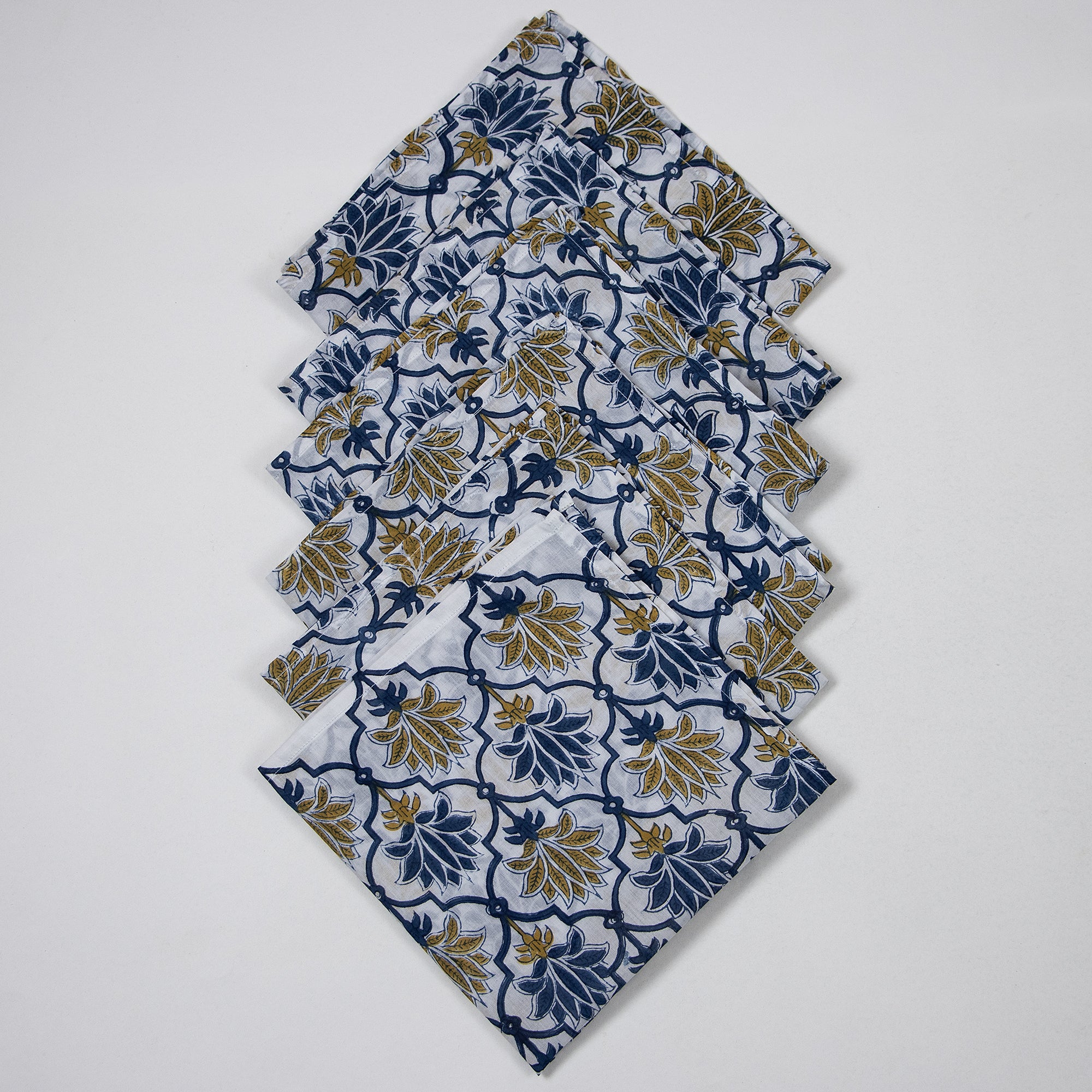 Block Flower Print Cotton Table Best Napkin Prices