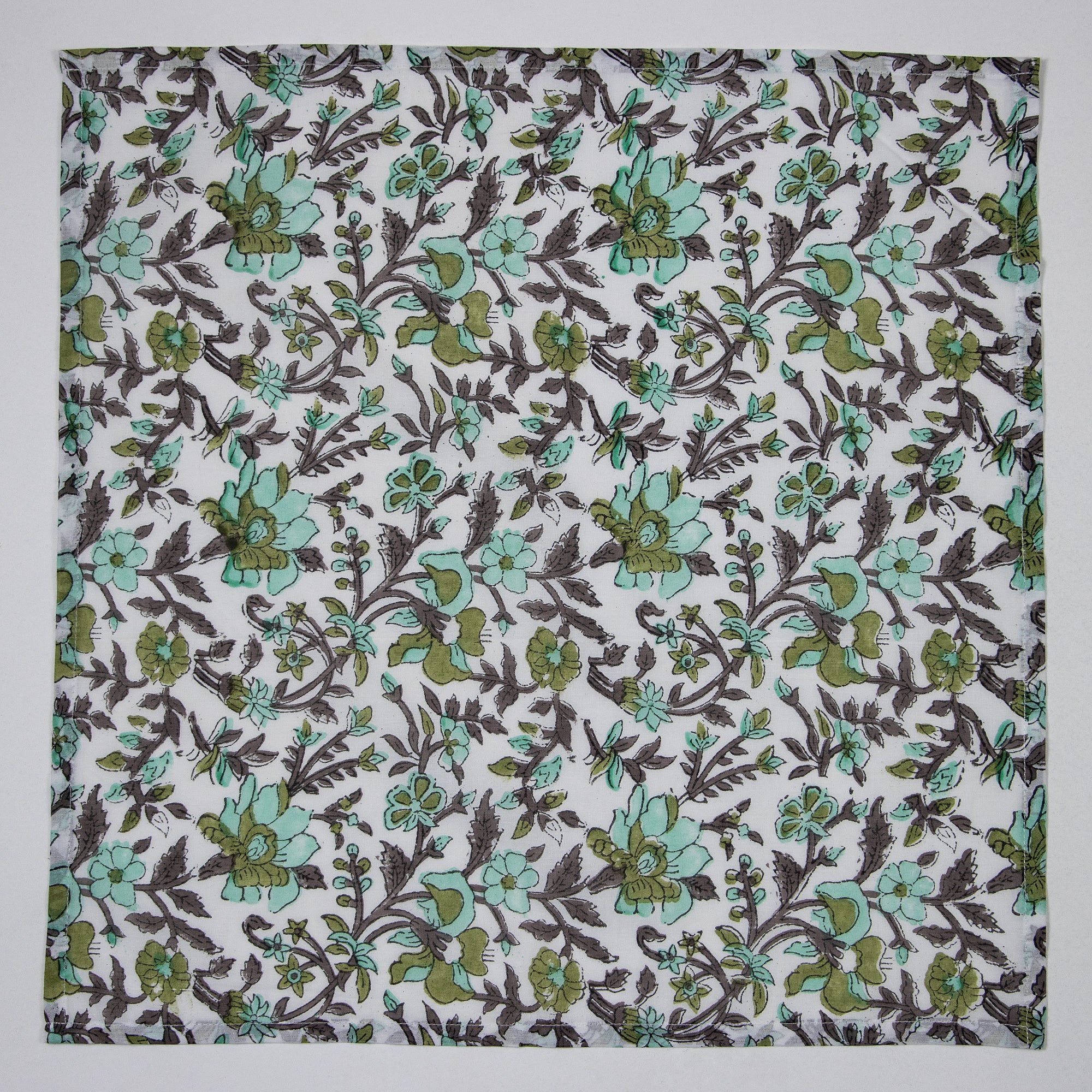 Handmade Flower Print Cotton Dinner Napkins