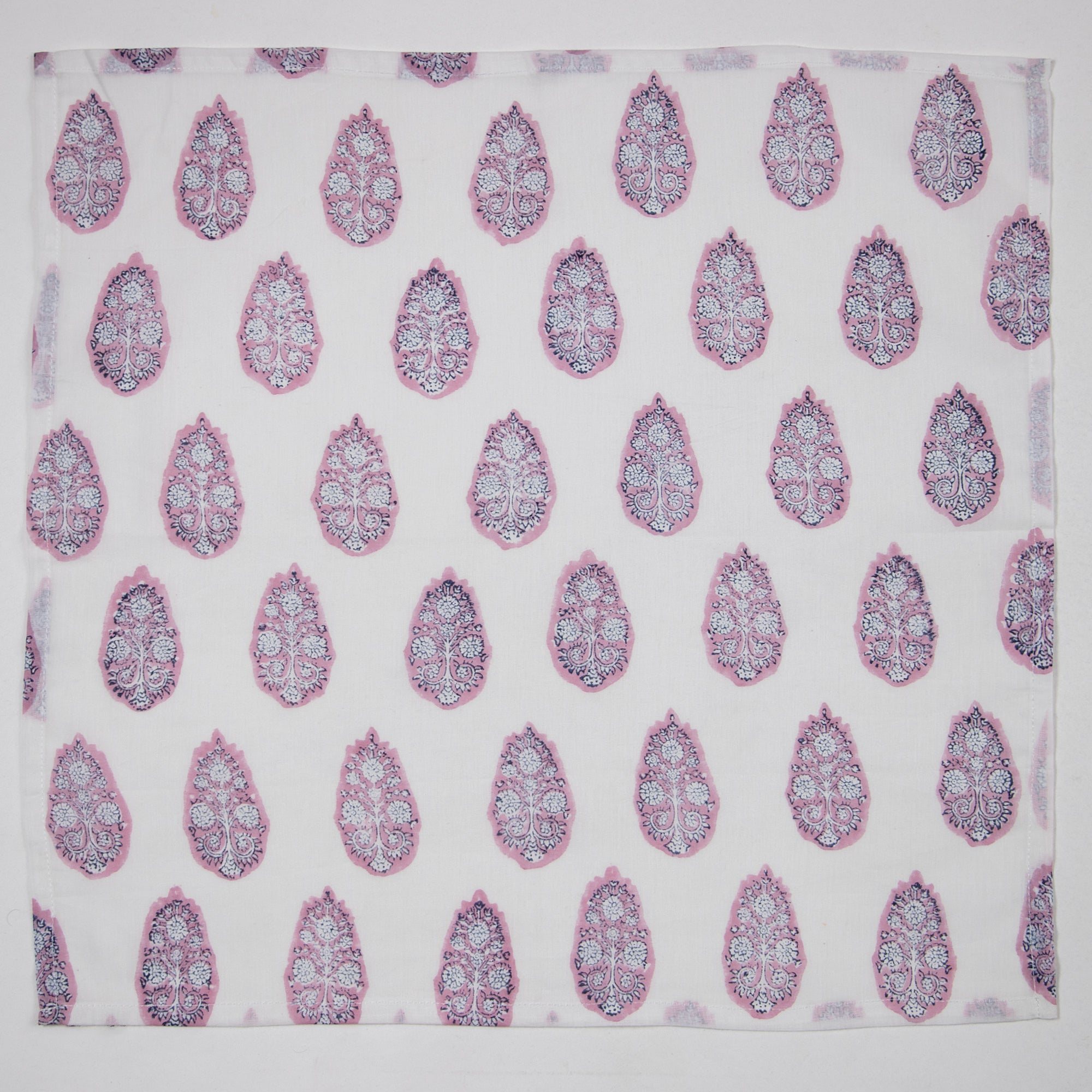 Indian Pink Hand Block Kitchen Cloth Napkins
