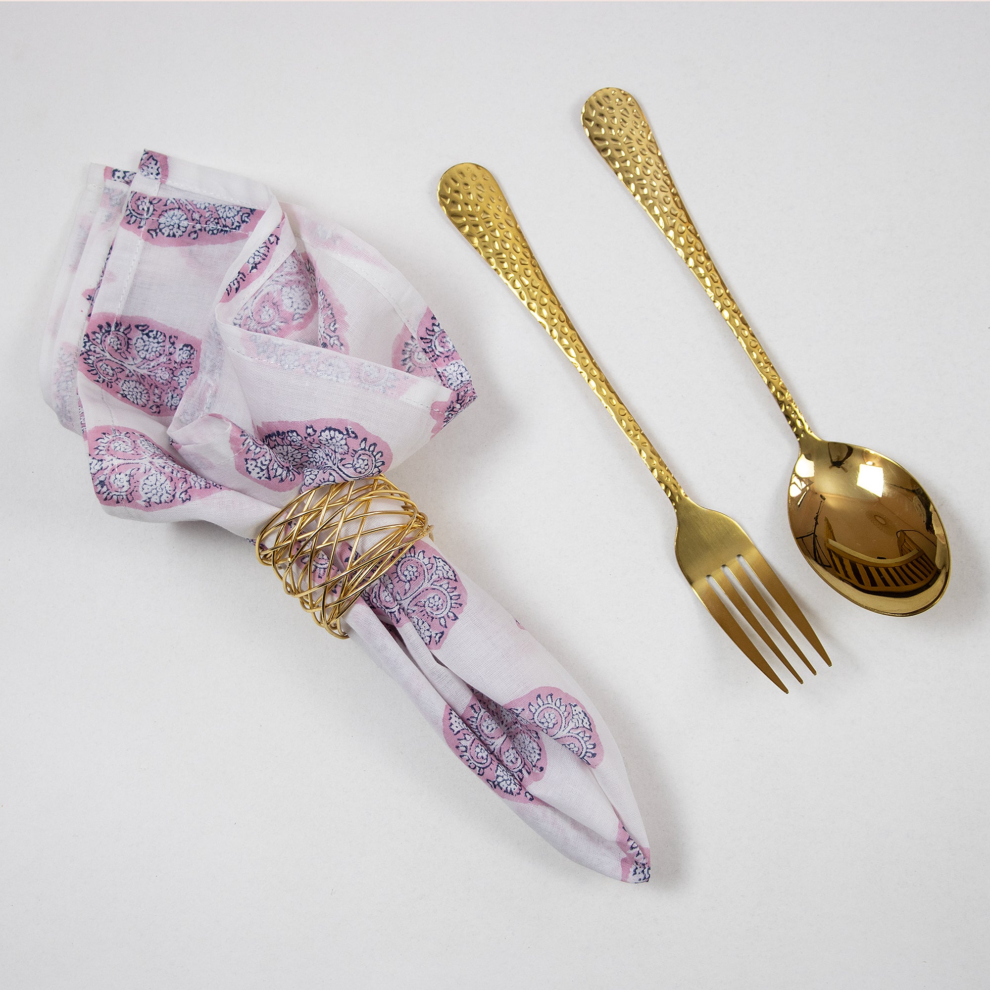 Indian Pink Hand Block Kitchen Cloth Napkins