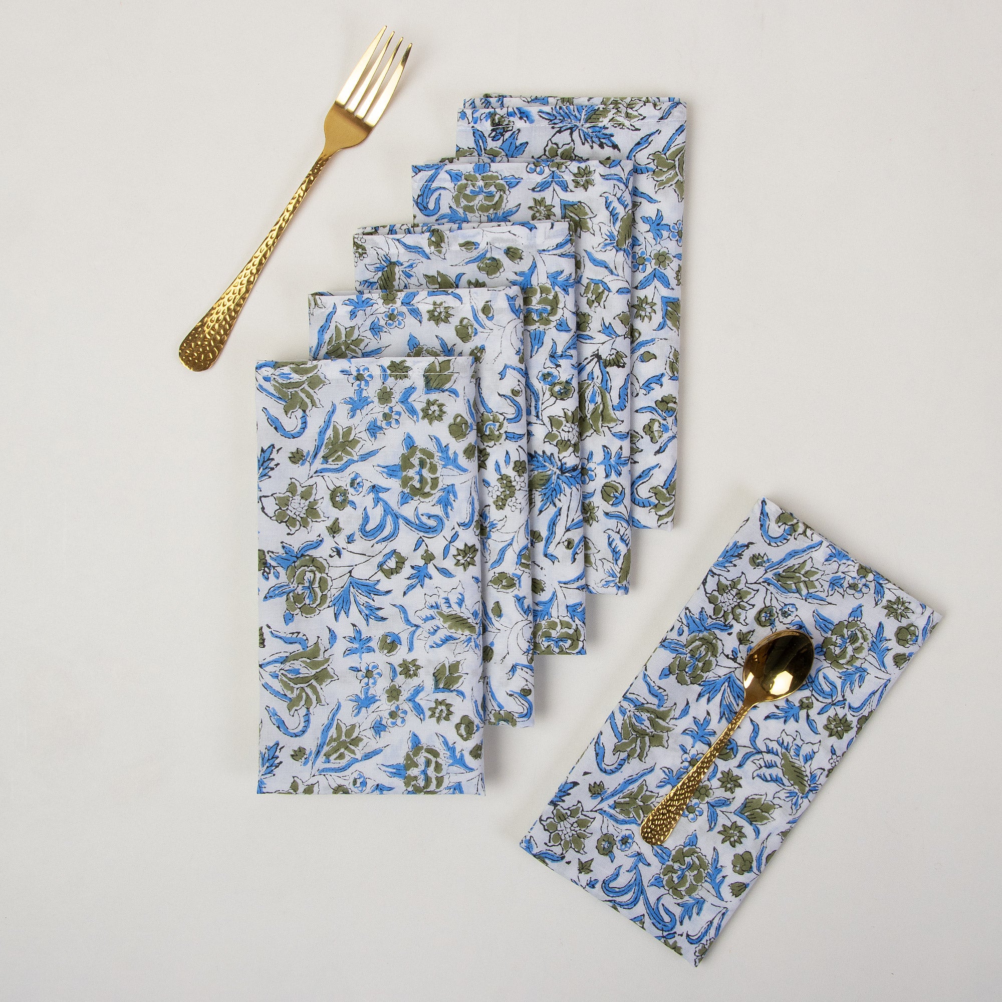 Blue Hand Block Printed Cotton Napkins Cloth
