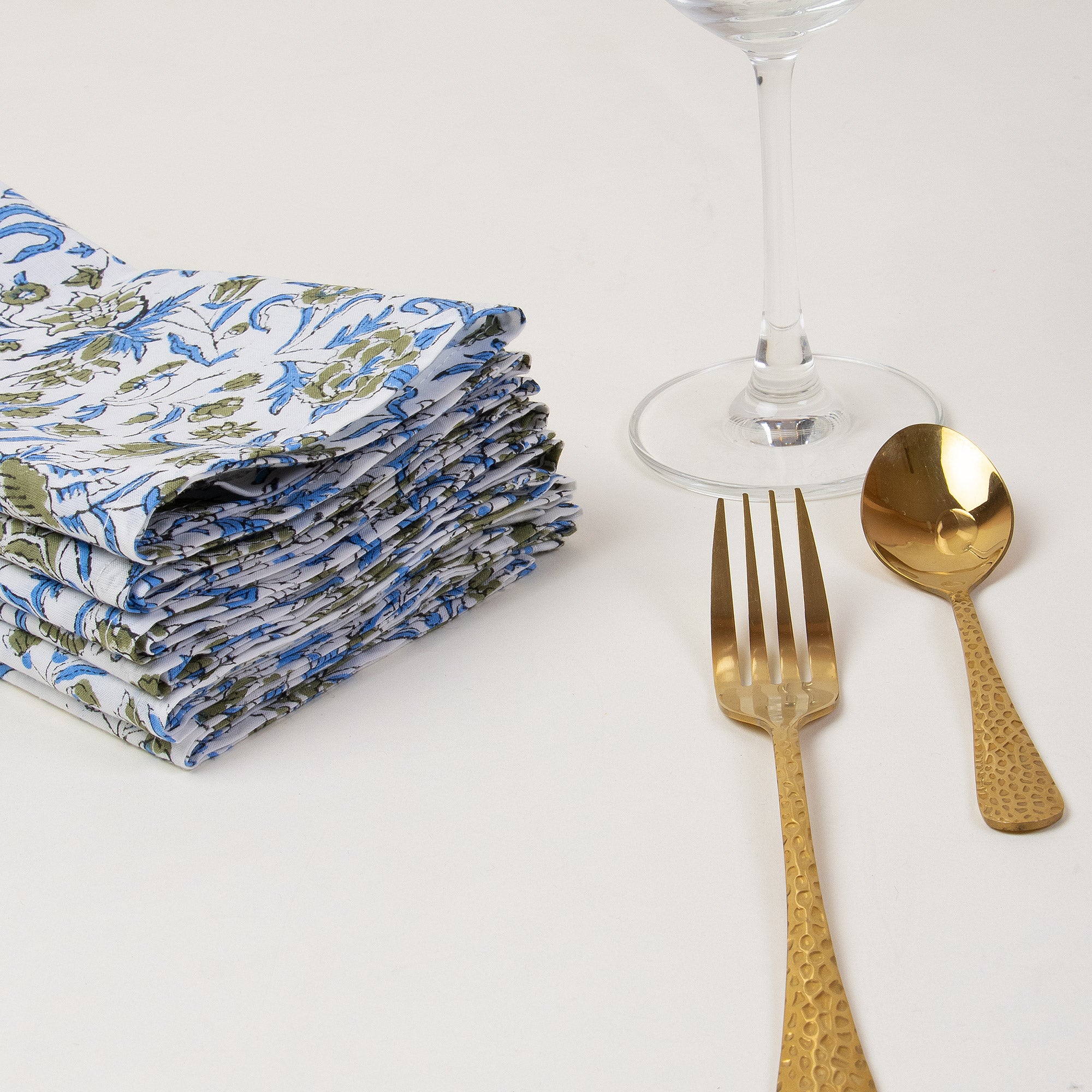 Blue Hand Block Printed Cotton Napkins Cloth