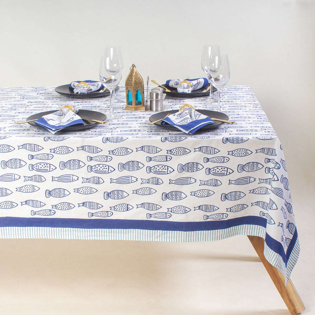 Fish Print Soft Cotton Dining Table Cover