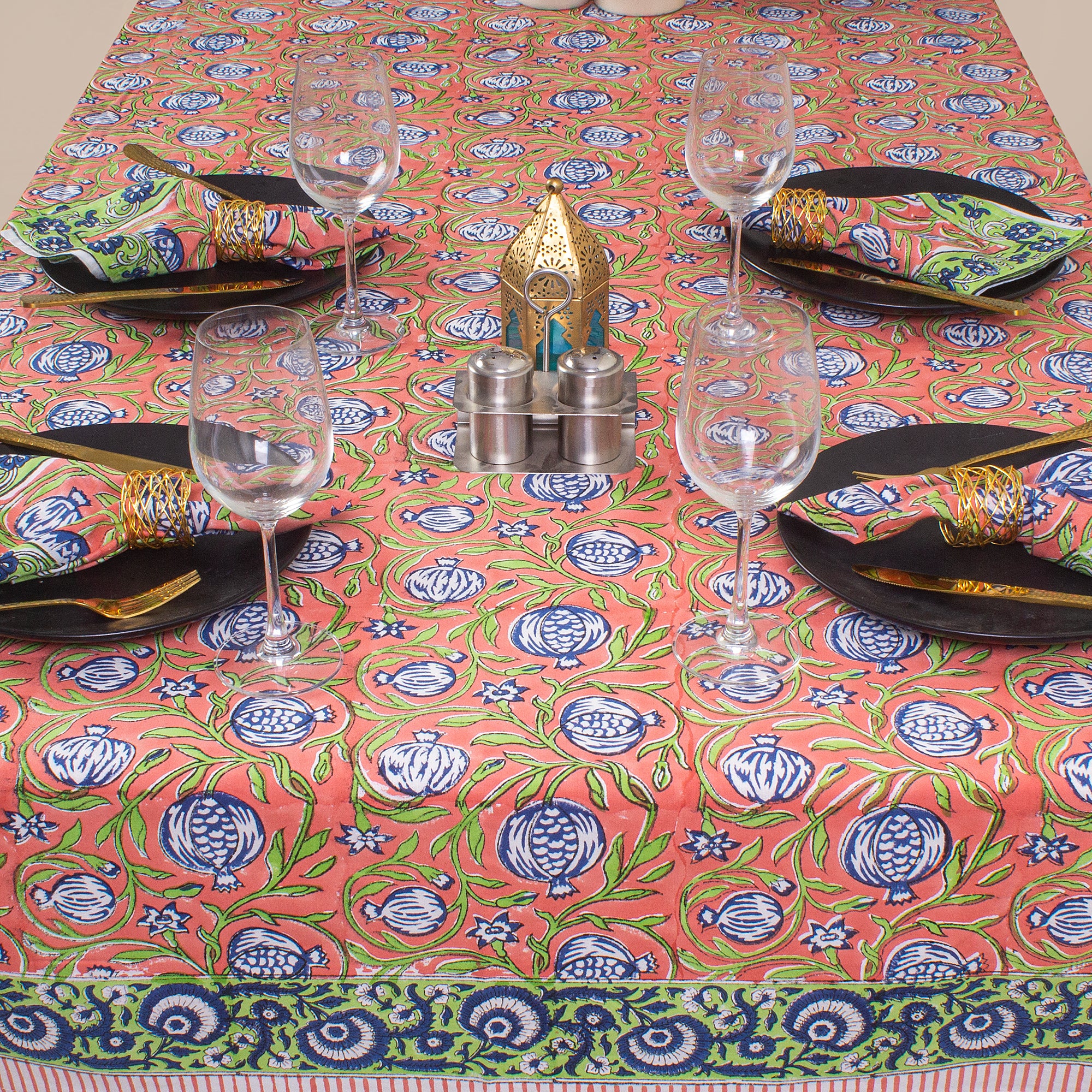 Block Floral Print Table Cover 6 Seater | Table Cover
