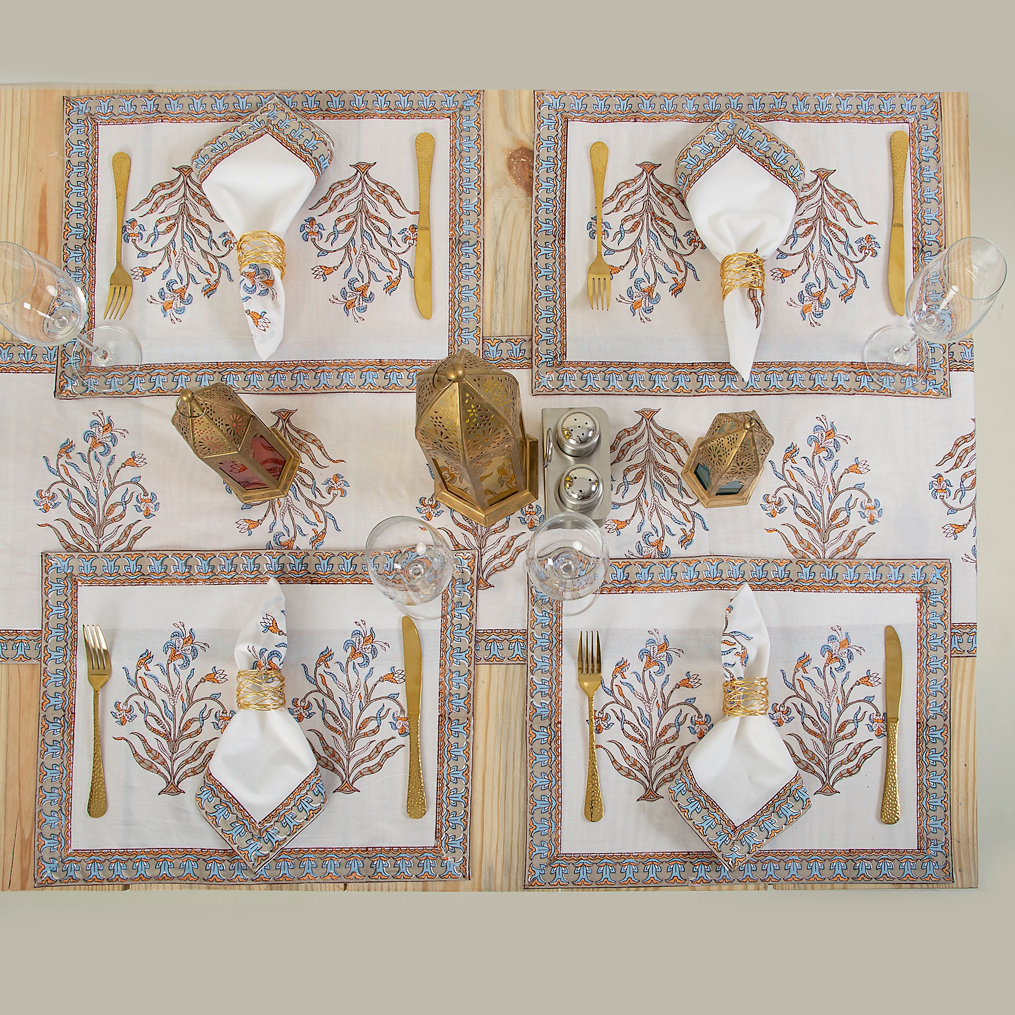 Hand Block Printed Cotton Floral Dinning Table Runners