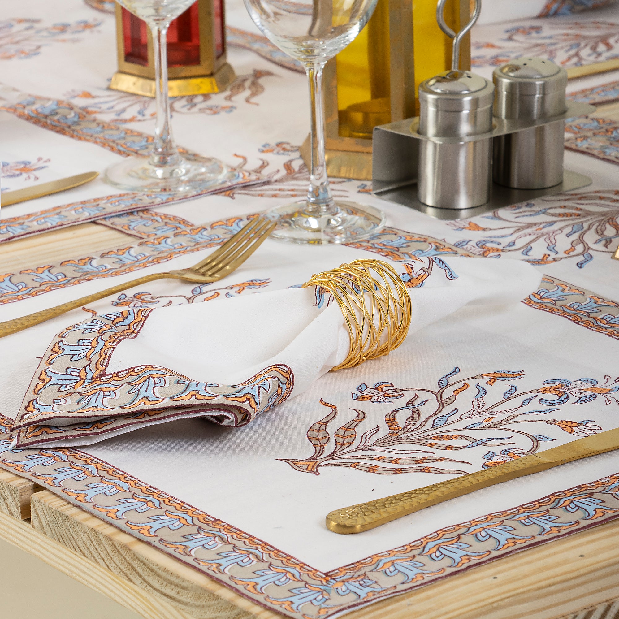 Hand Block Printed Cotton Floral Dinning Table Runners
