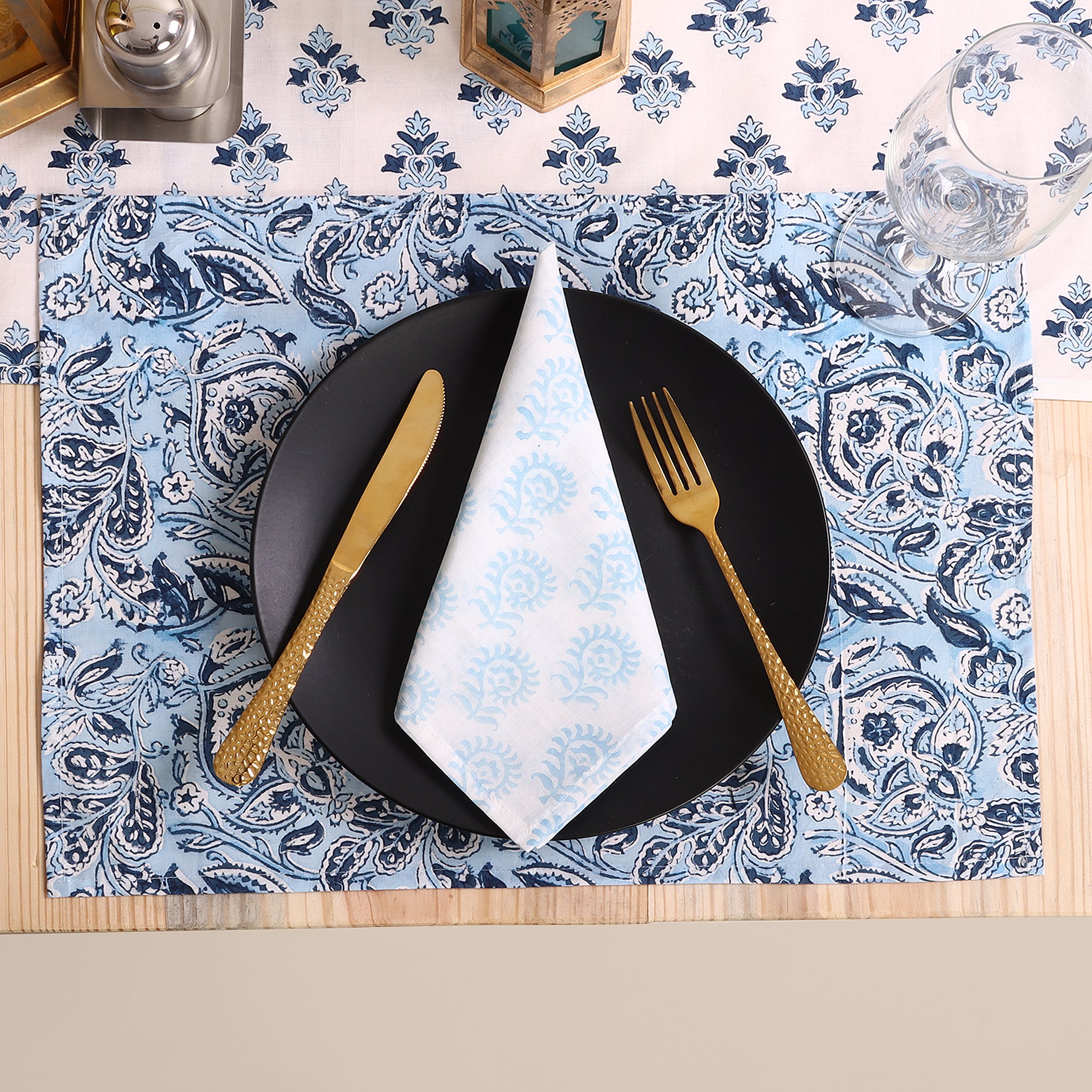 Handmade Blue Table Runner for Farmhouse