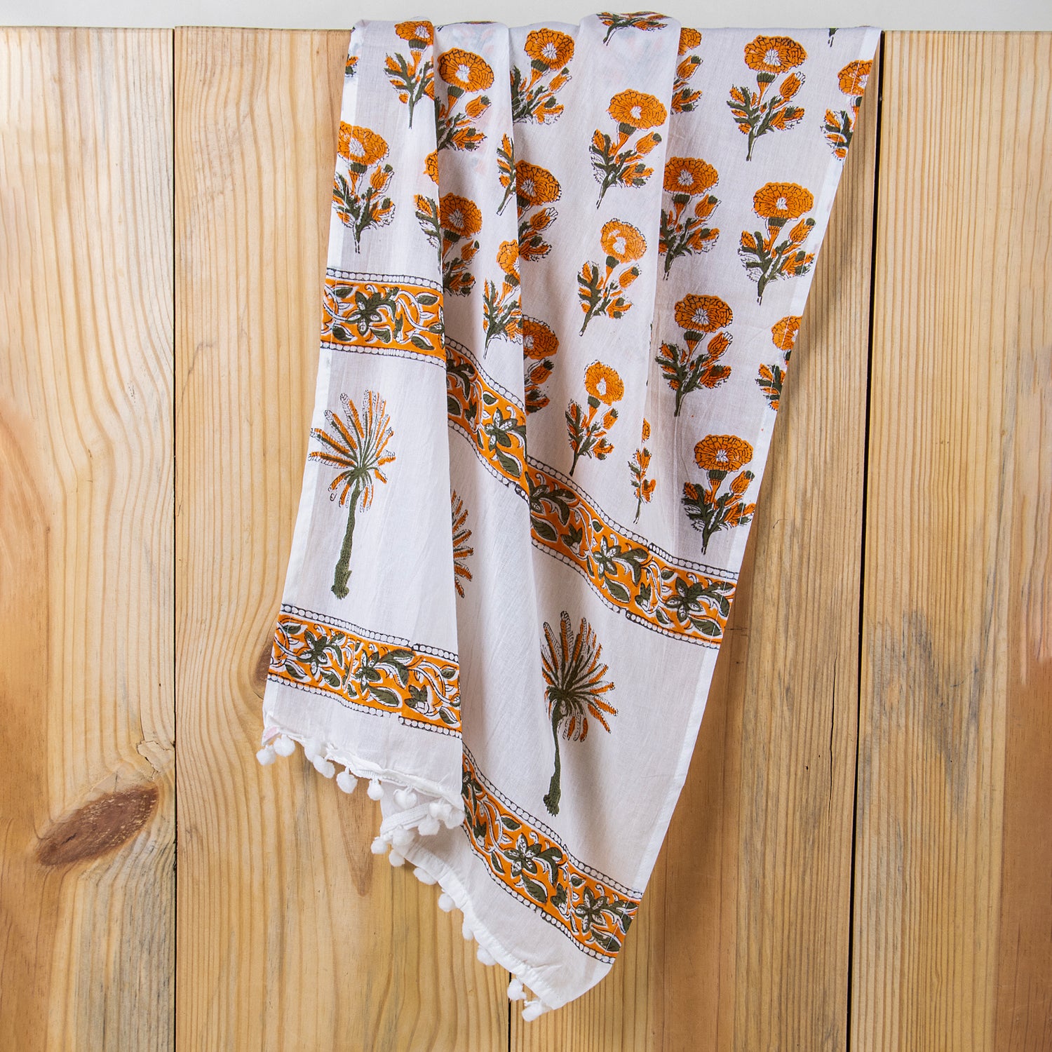 Stylish Stoles Mustard Palm Hand Block Print