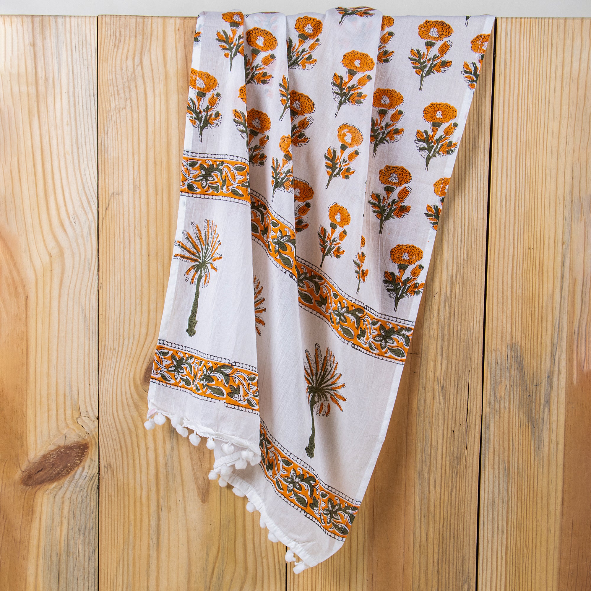 Stylish Stoles Mustard Palm Hand Block Print