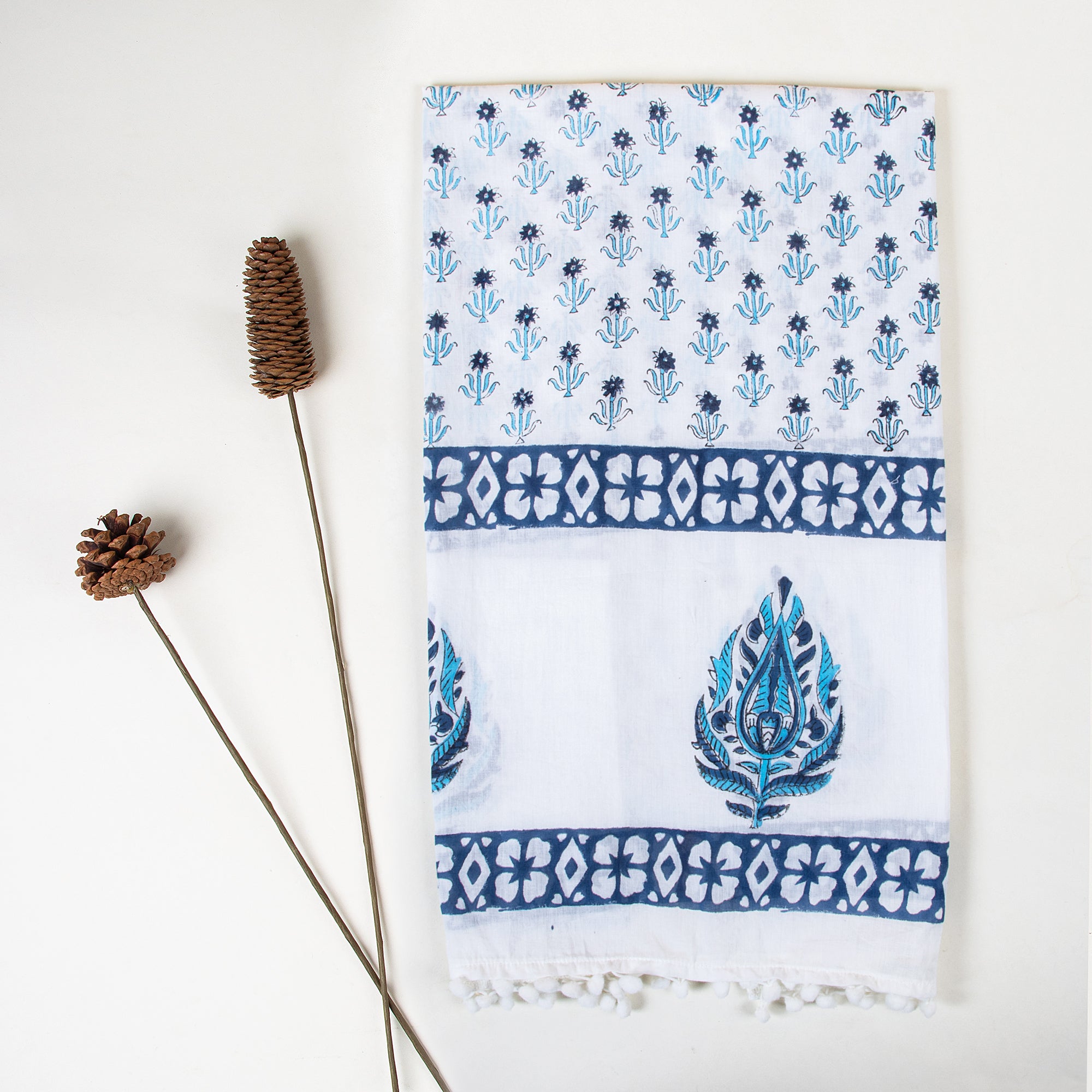 Brown Hand Block Print Cotton Plain Stoles