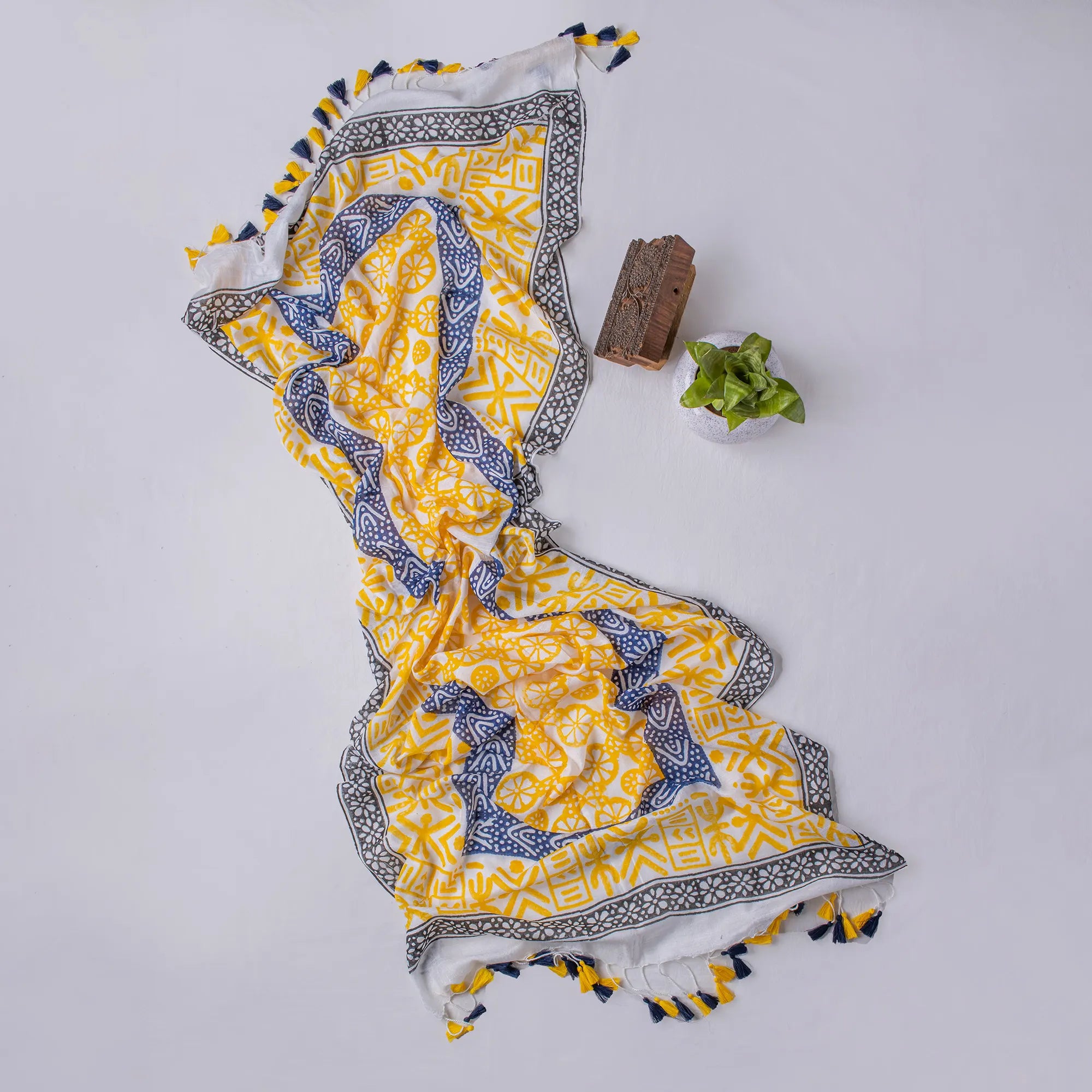 Azure Hand Painted Stoles and Cotton Scarf