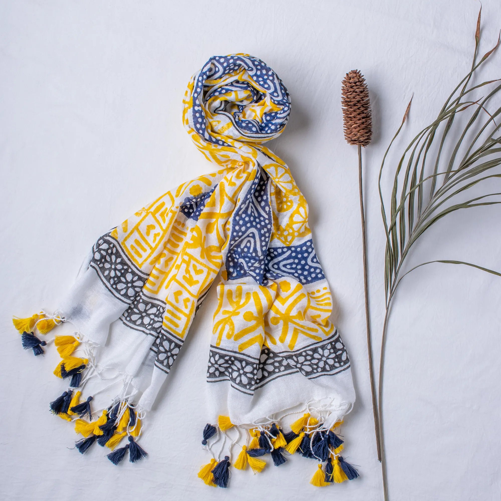 Azure Hand Painted Stoles and Cotton Scarf