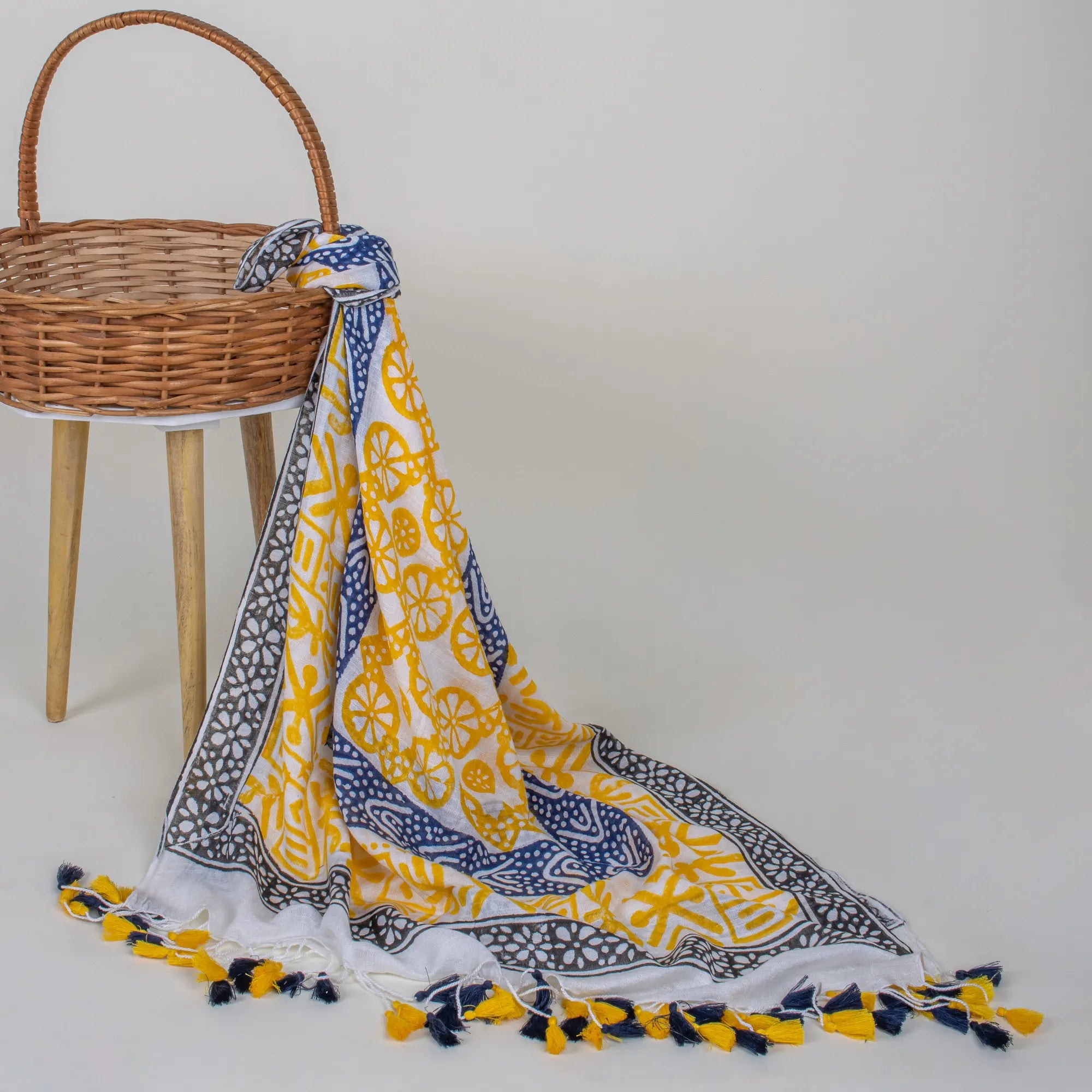 Azure Hand Painted Stoles and Cotton Scarf