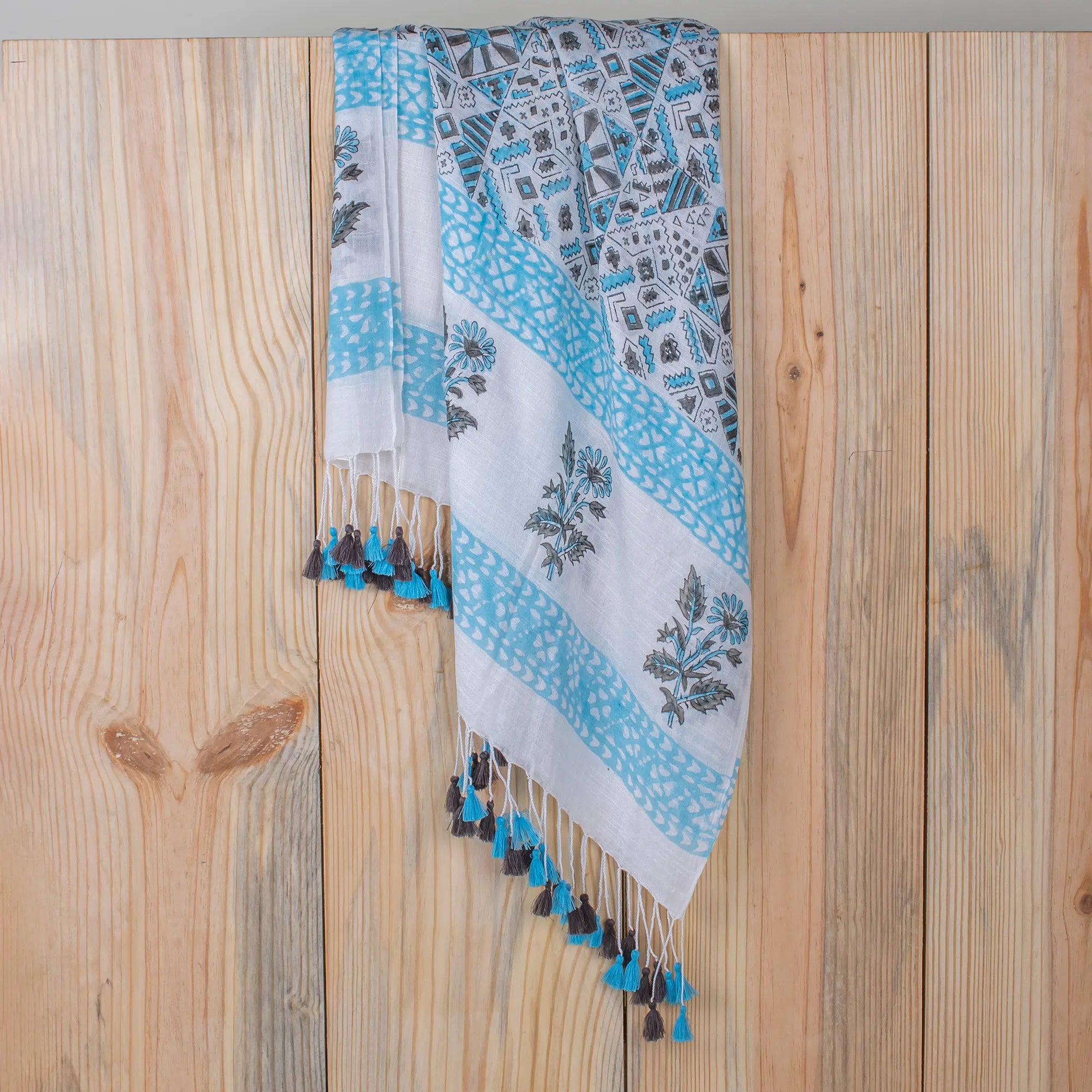 Smokey Blue Printed Fancy Stoles for Ladies