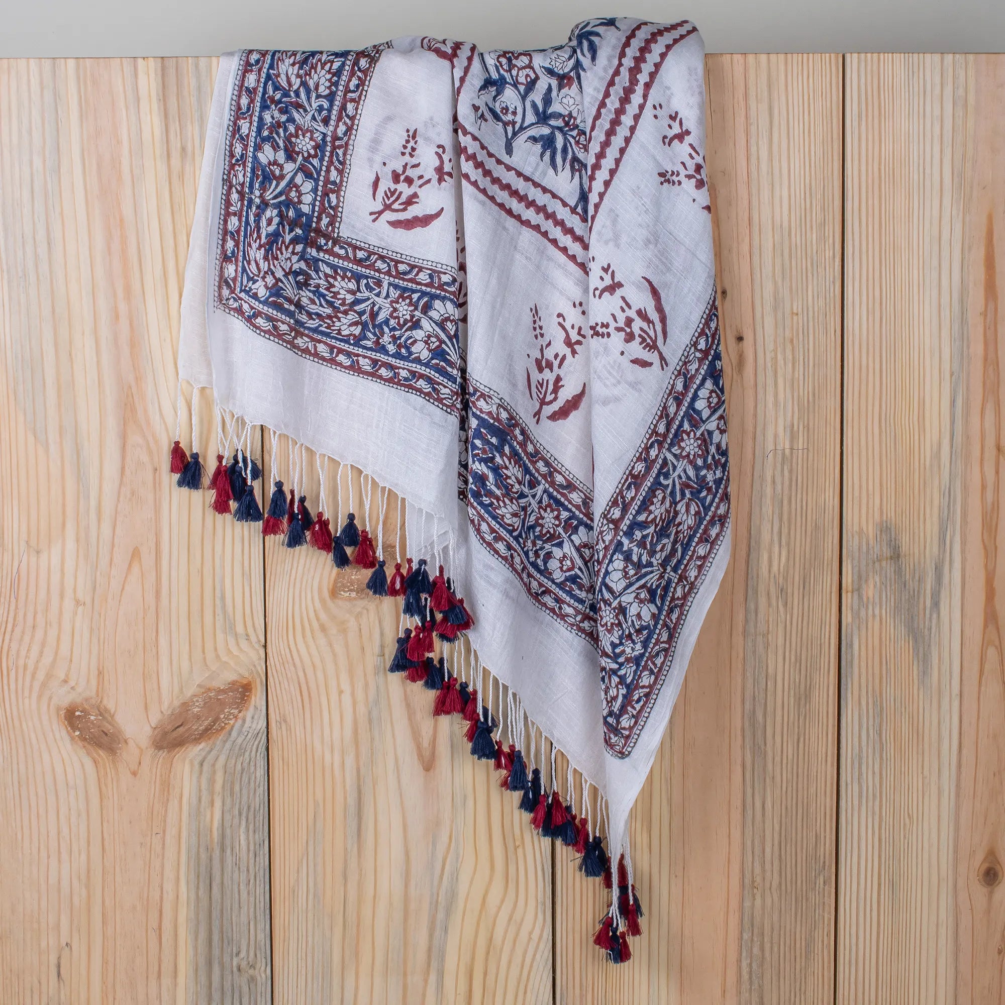 Maroon Twilight Block Printed Cotton Stoles