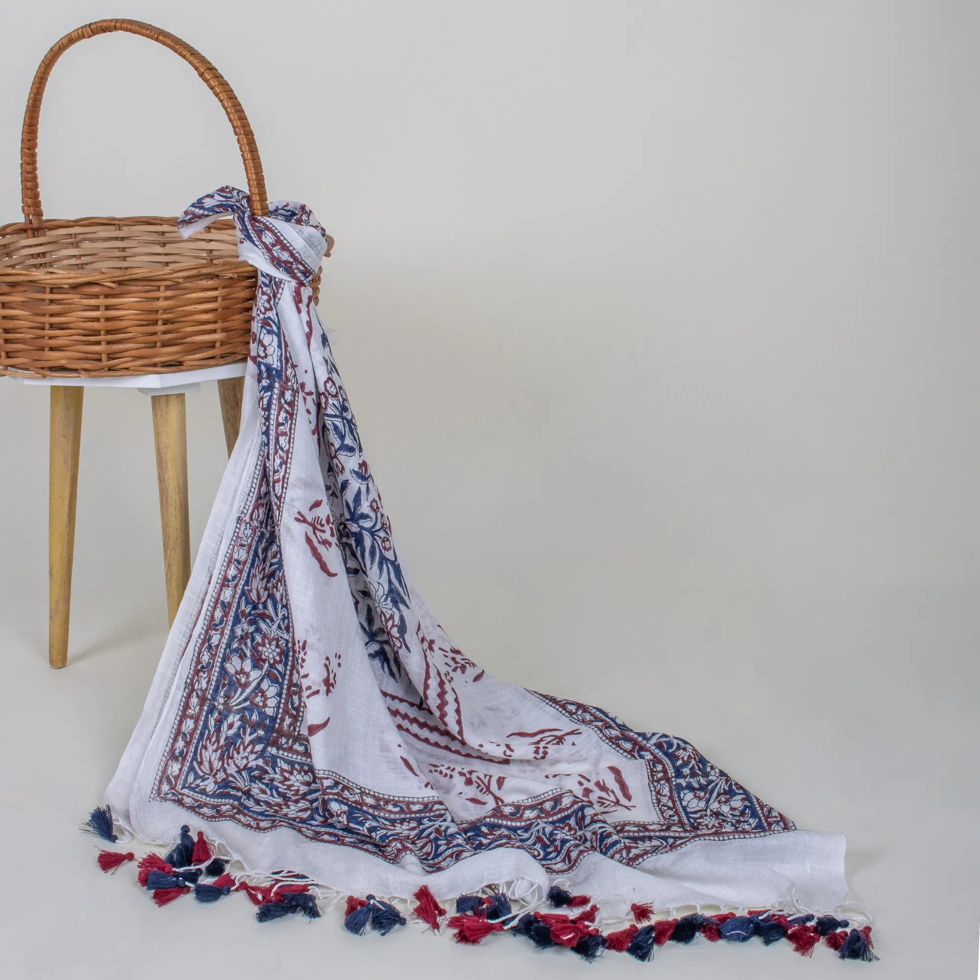 Maroon Twilight Block Printed Cotton Stoles