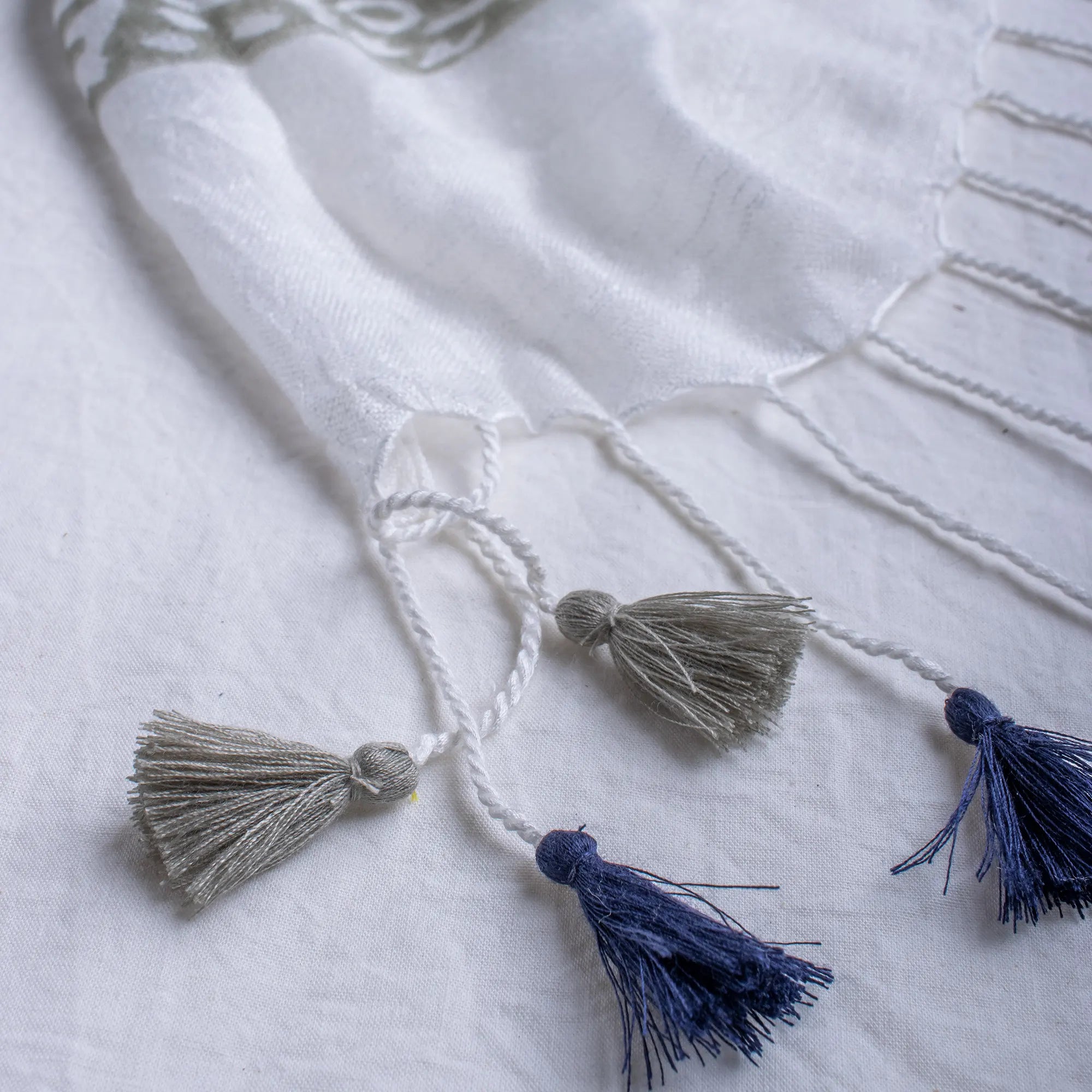 Handmade Grey Flower Printed Stoles Scarf