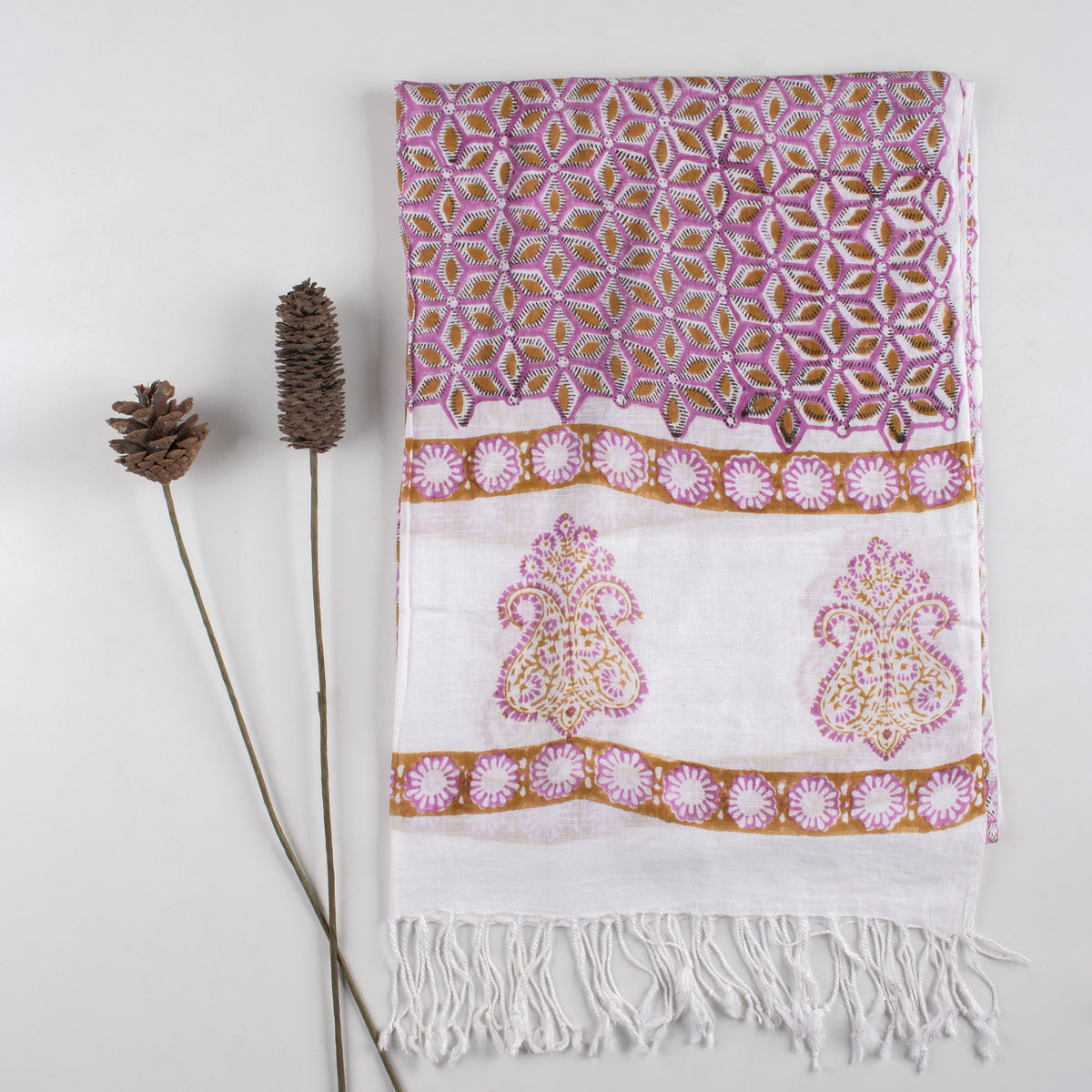 Premium Floral Printed Linen Stole For Women