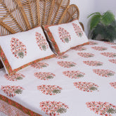 Red Boota Indian Hand Block Print Cotton Bed Sheet
