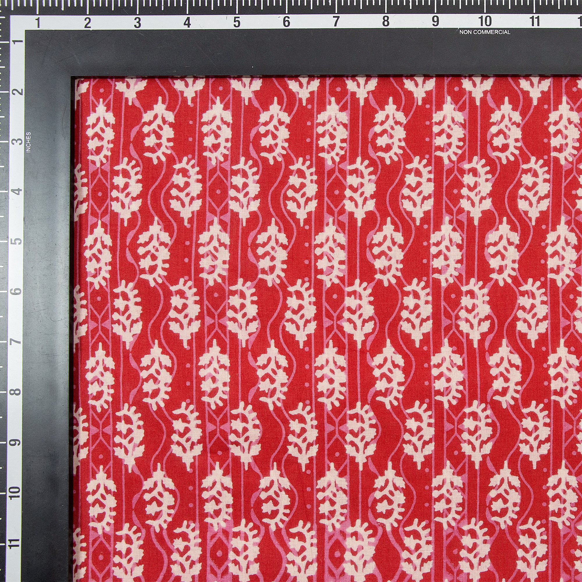 Red Booti Hand Block Print Dabu Fabric