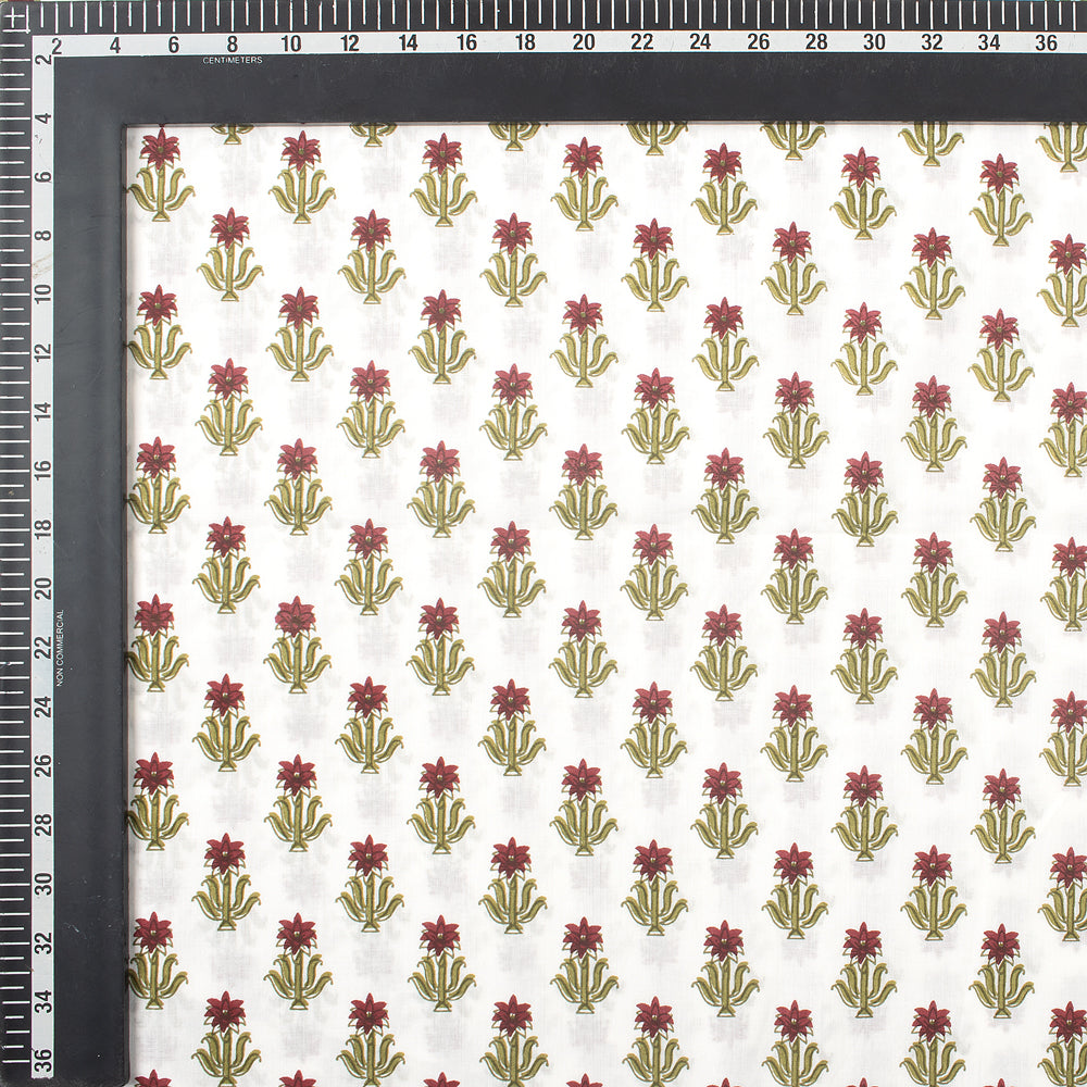 Red Booti Hand Block Print Fabric Online