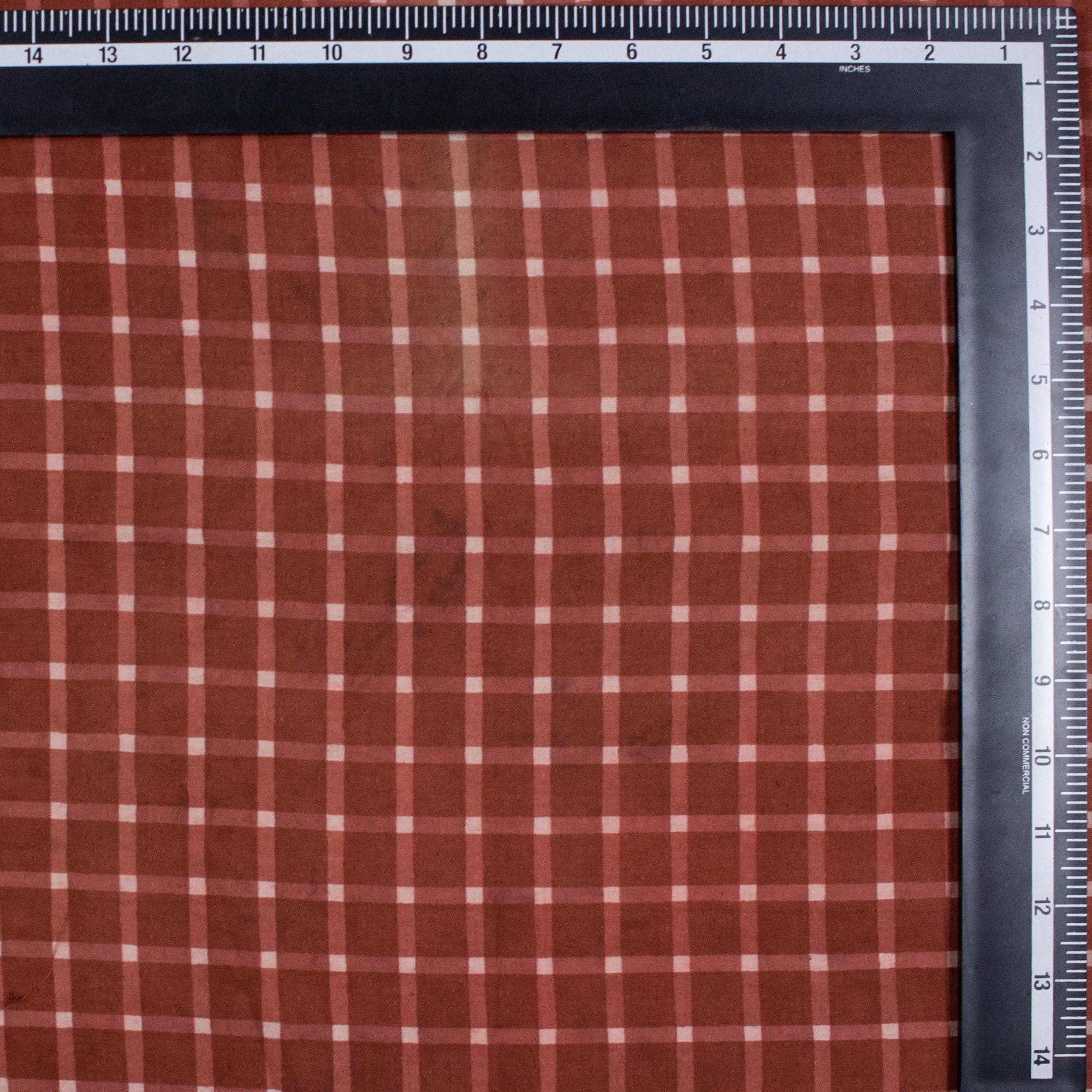 Red Checks Hand Block Print Dabu Fabric