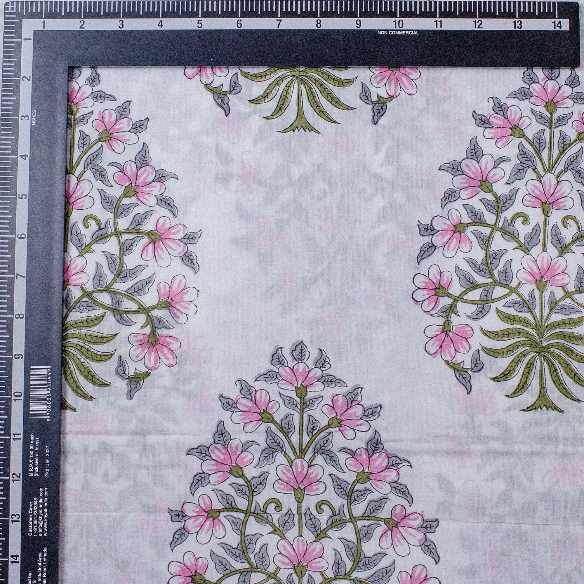 Red Floral Boota Hand Block Print Cotton Fabric