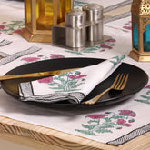 Red Floral Hand Block Printed Cotton Holiday Table Runner