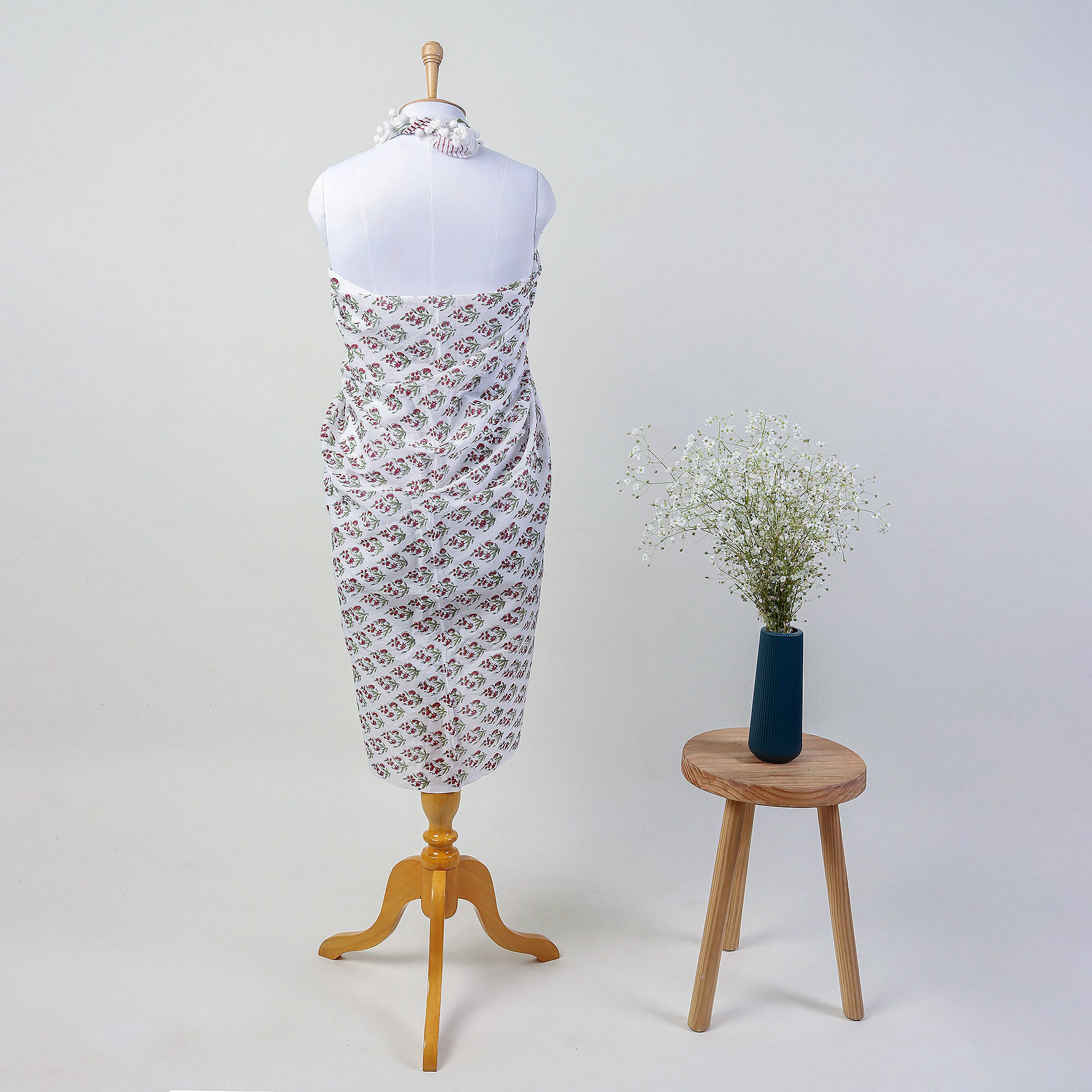 Red Floral Handmade Cotton Beach Sarong