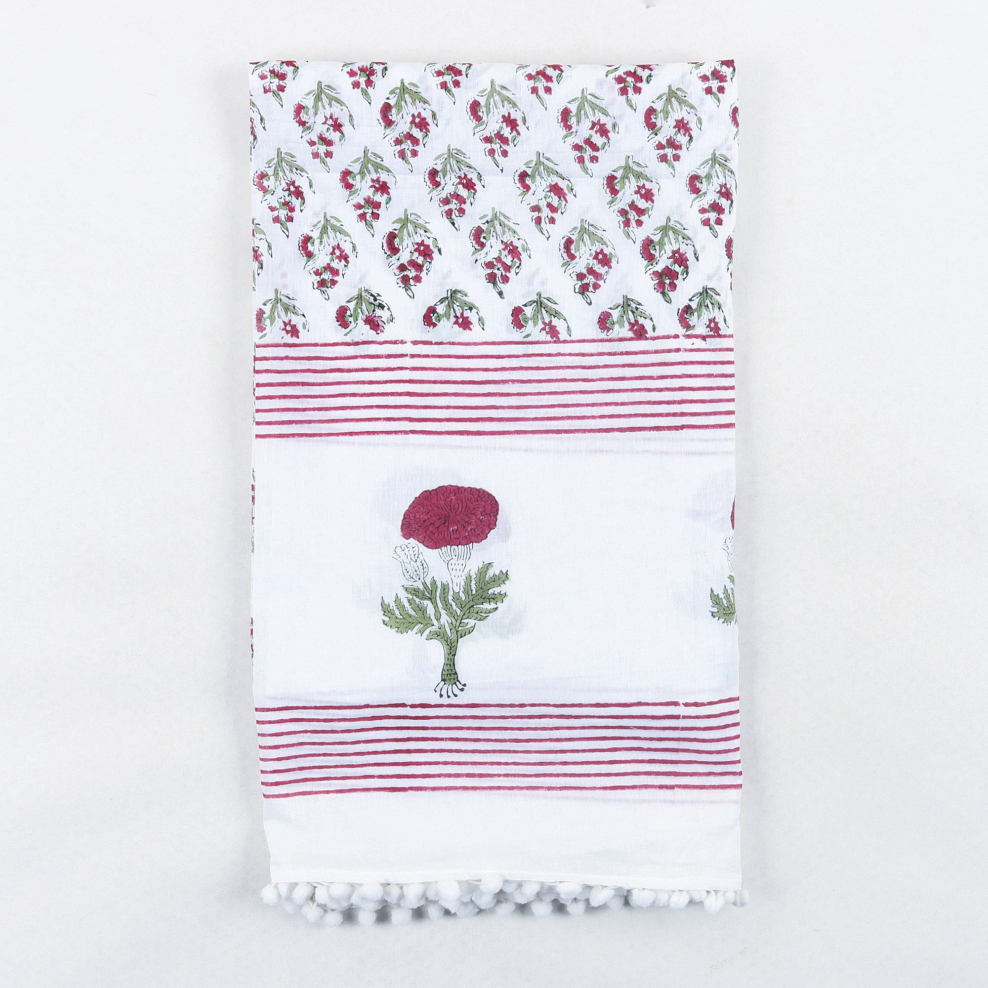 Red Floral Handmade Cotton Beach Sarong