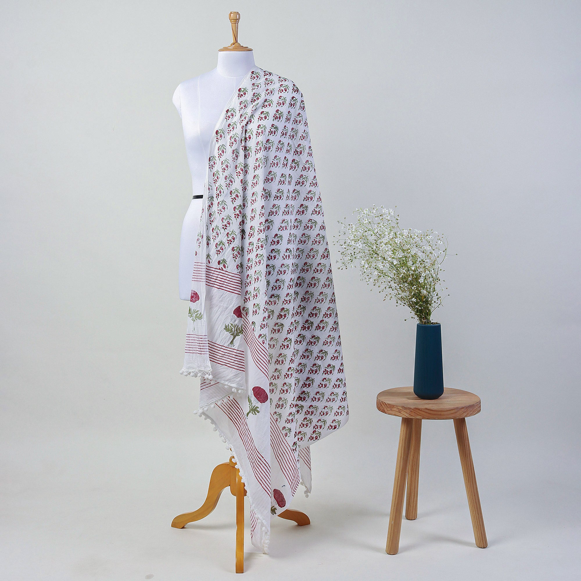 Red Floral Handmade Cotton Beach Sarong