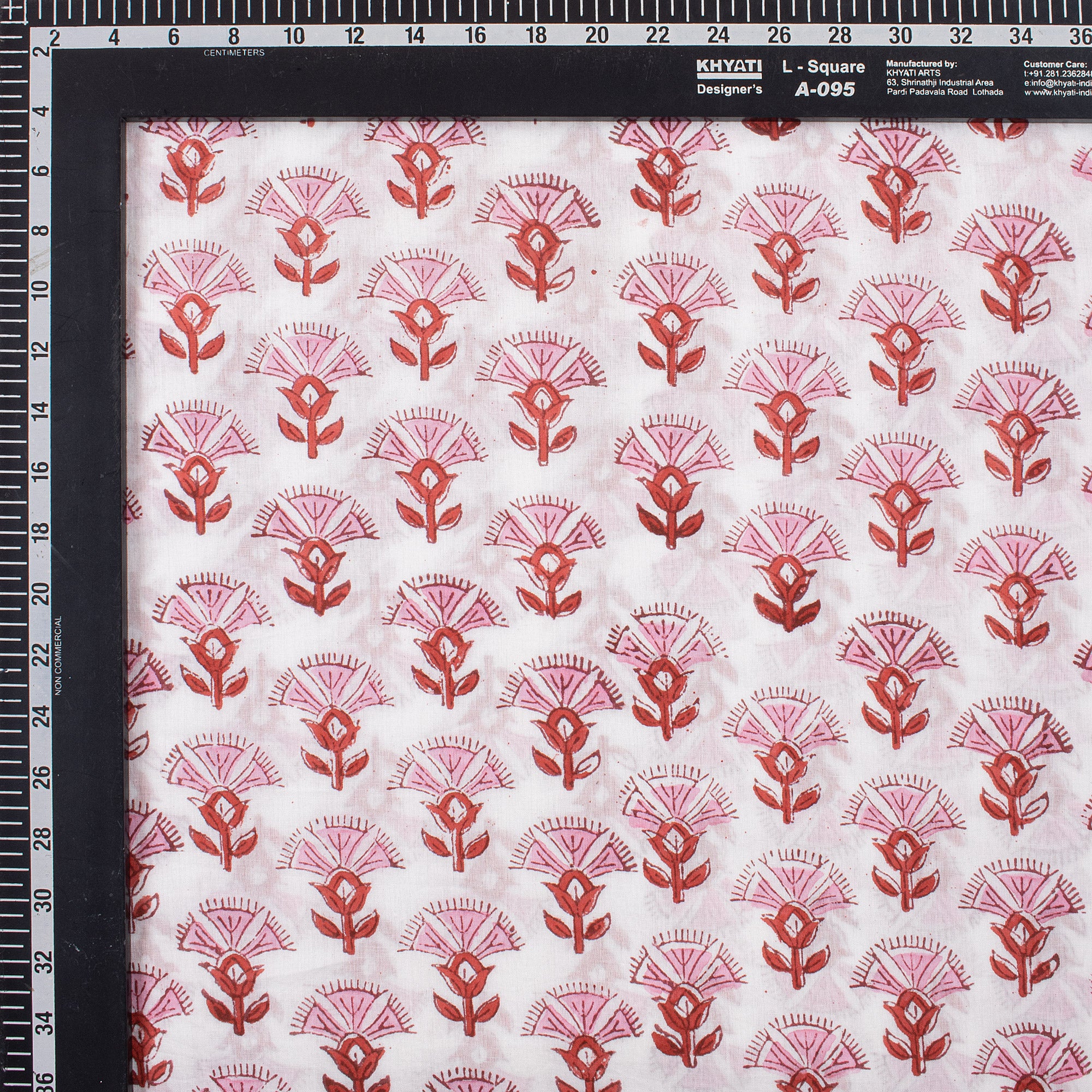 Red Floral Indian Block Print Fabric For Dress Material