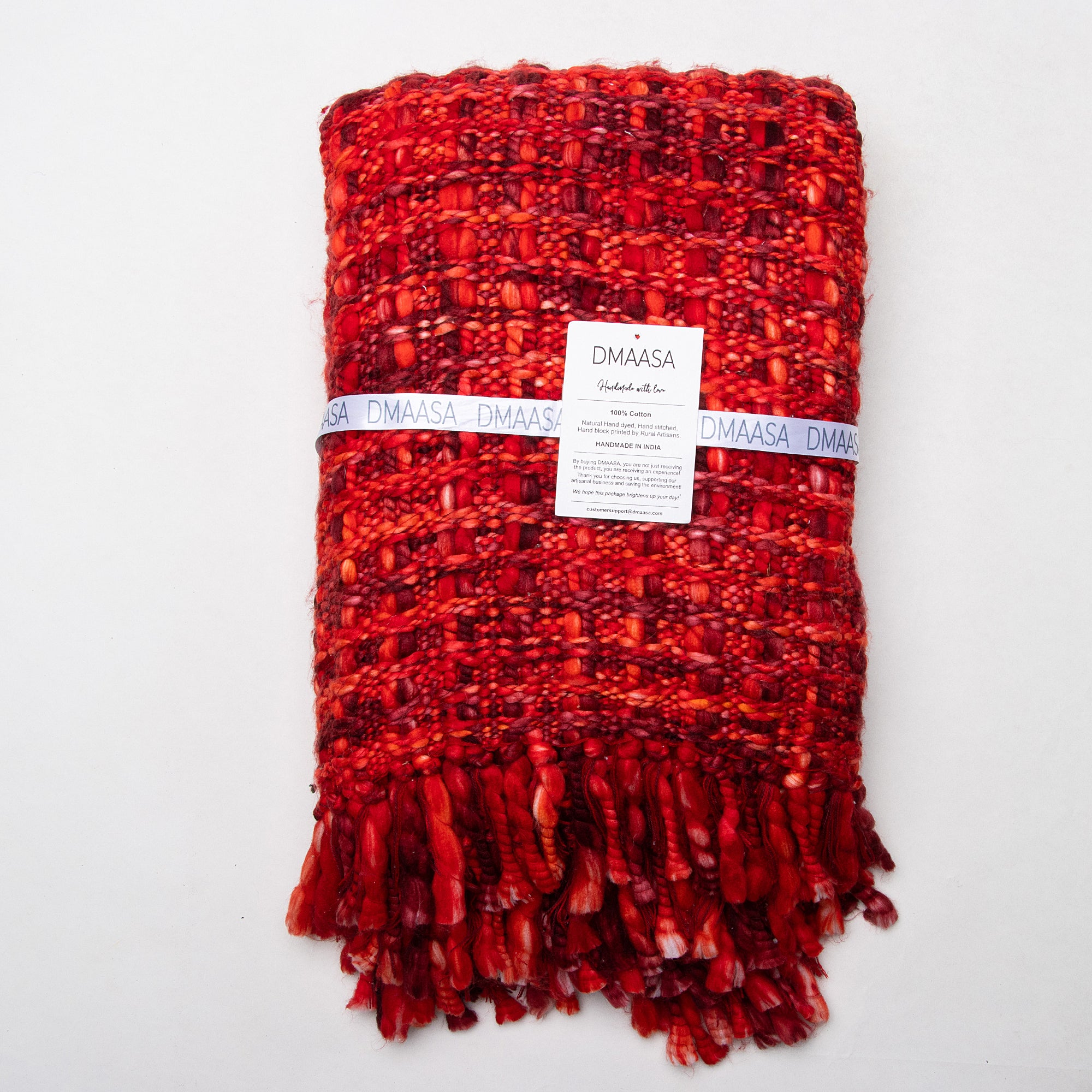Red Handmade Acrylic Sofa Throw Blanket