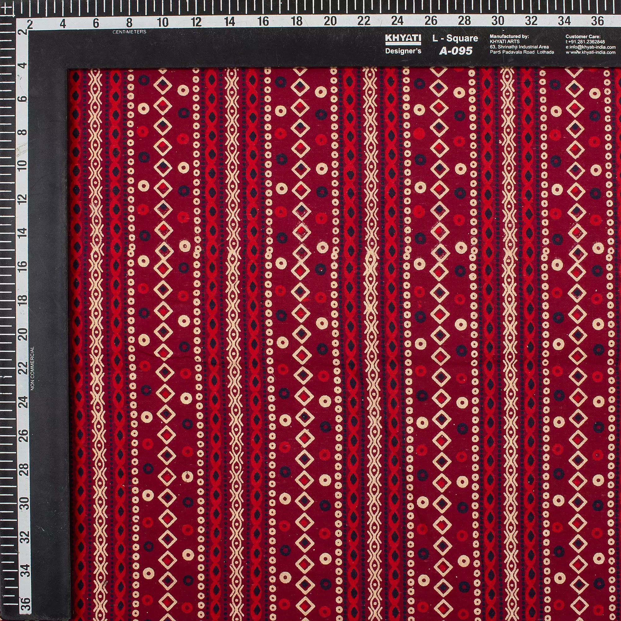 Red Ikaat Ajrakh Block Print Fabric