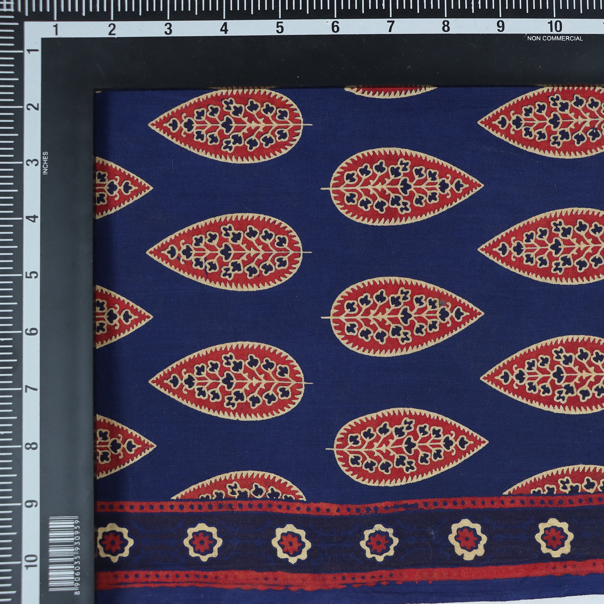 Red Leaf Indian Hand Block Print Dabu Fabric