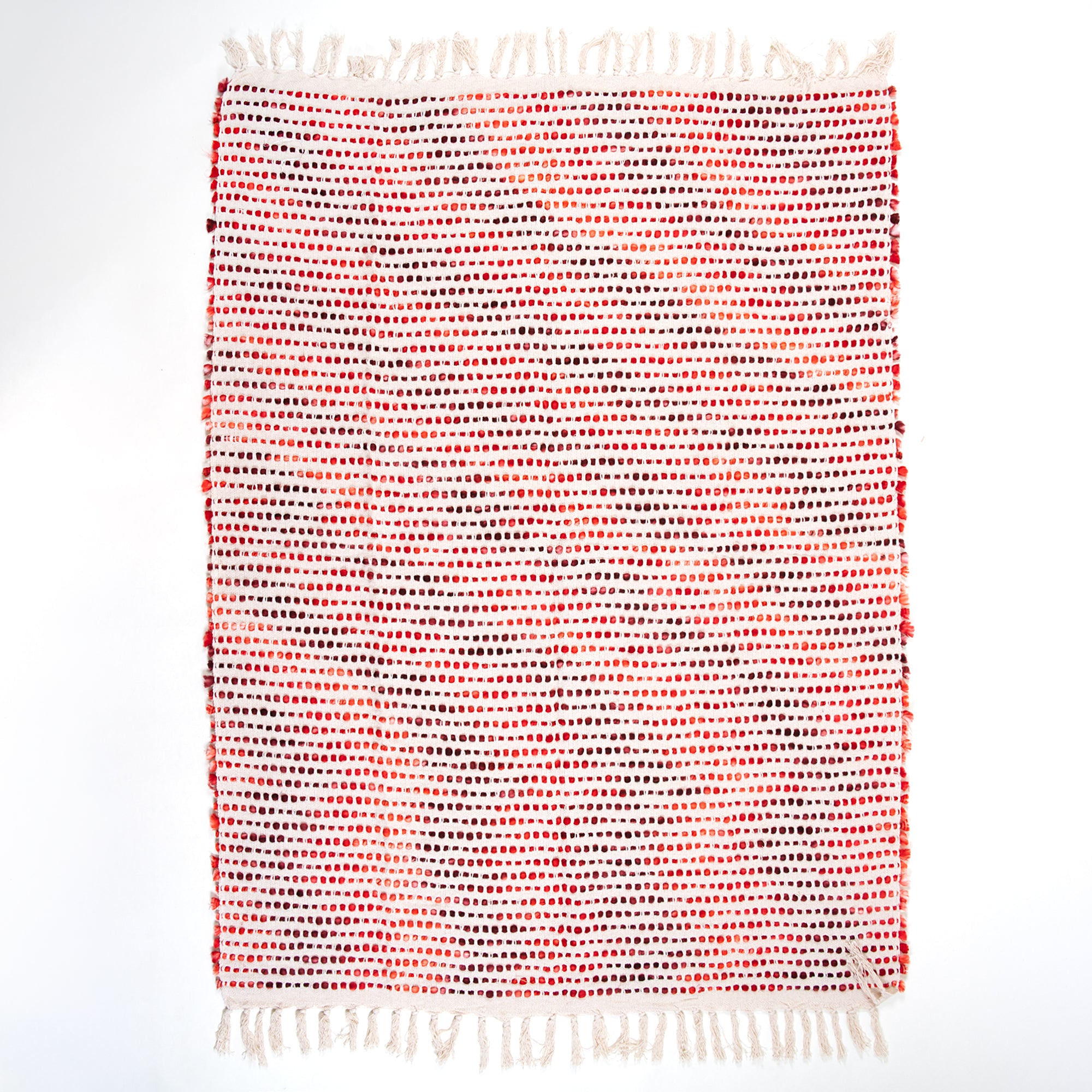 Red Stripe Organic Cotton Woven Throw for Couch