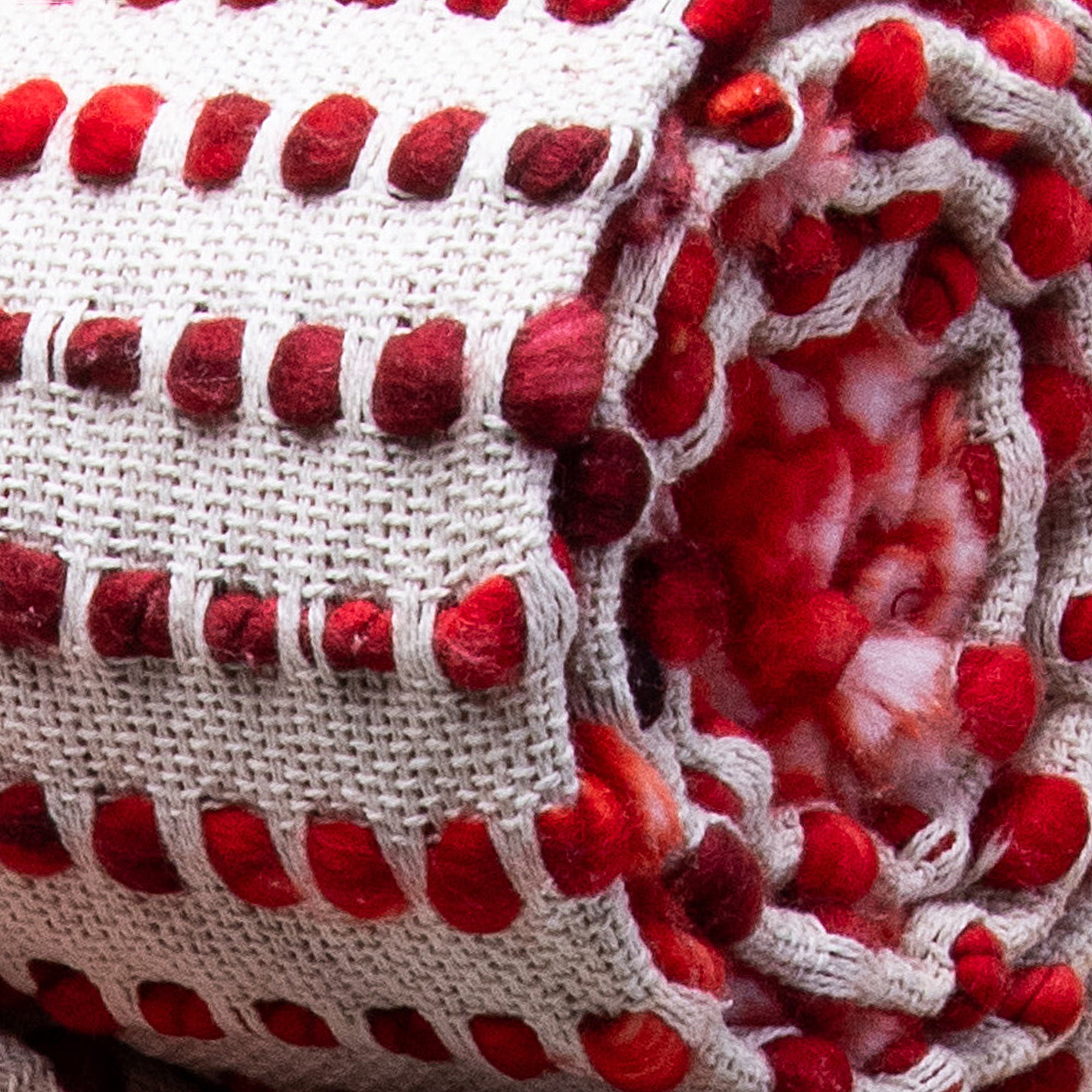 Red Stripe Organic Cotton Woven Throw for Couch