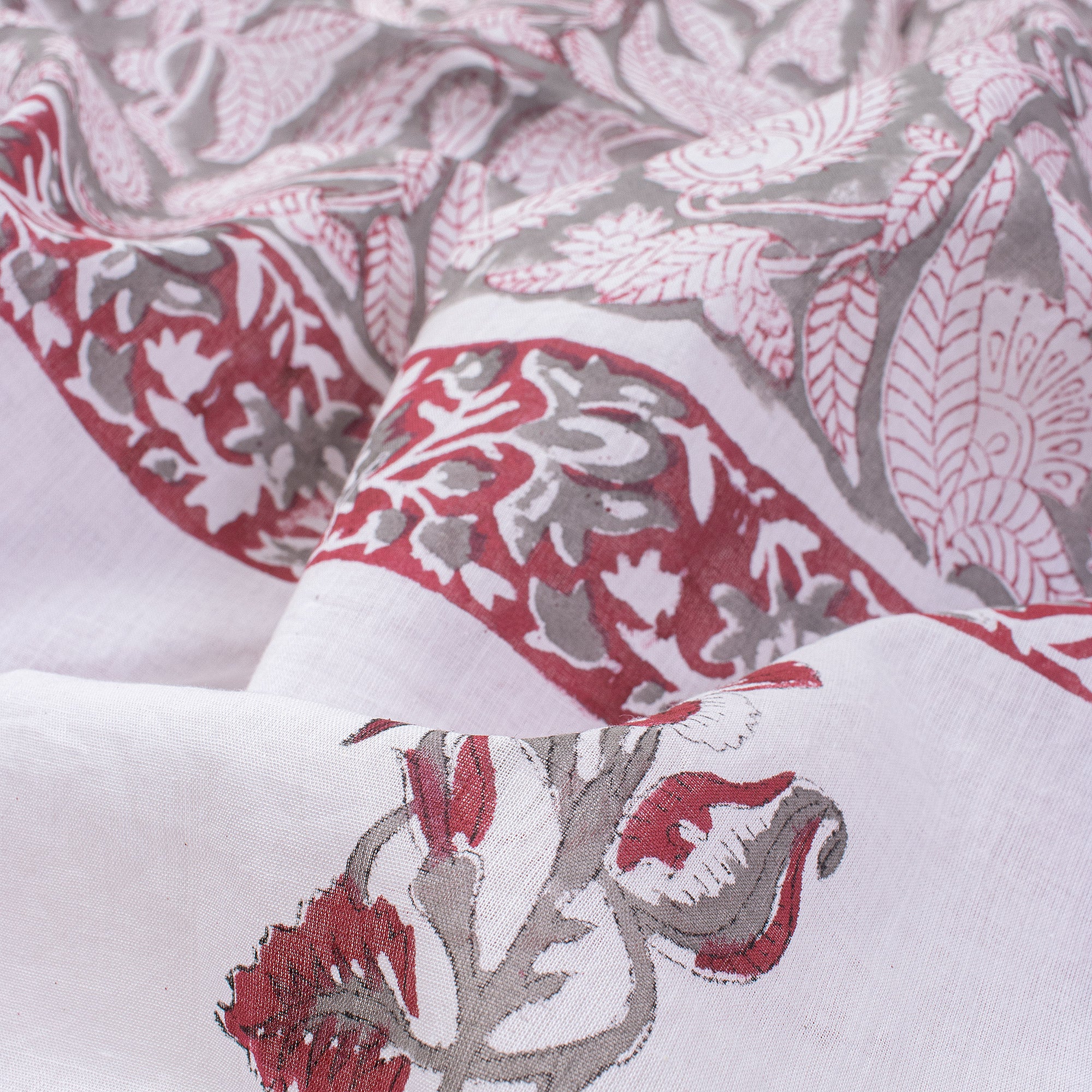 Red paisley Hand Block Print Cotton Summer Sarong For Ladies