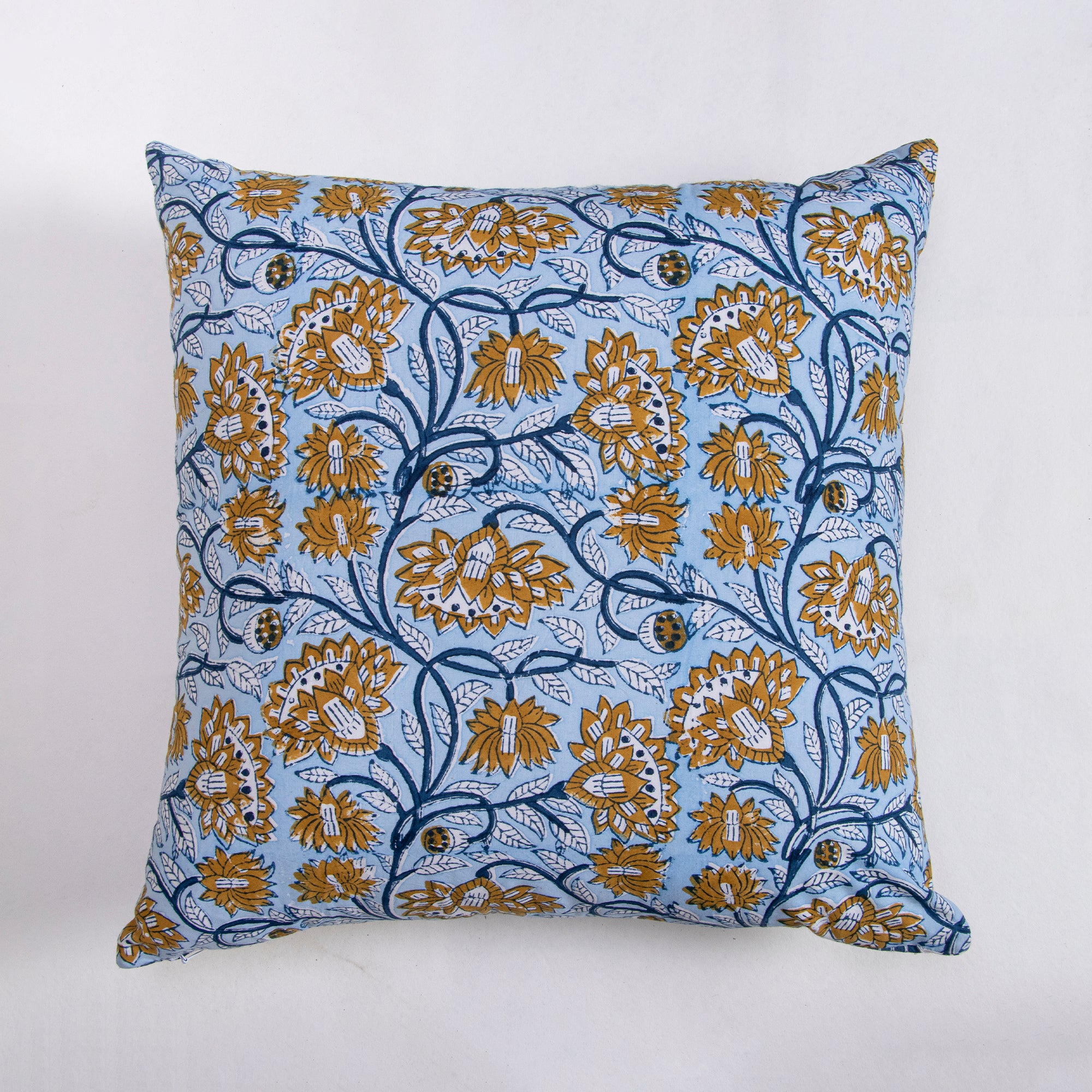 Reversible Hand Block Printed Floral Cushion Cover