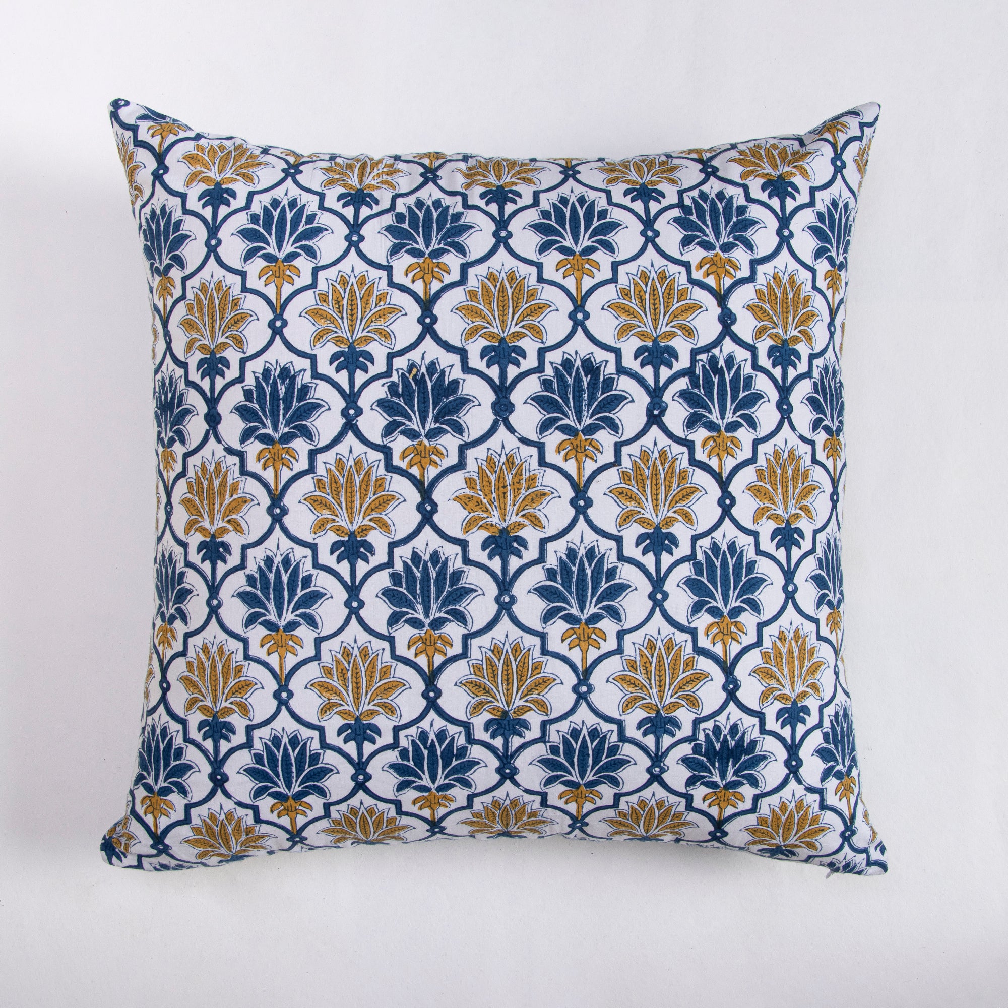 Reversible Hand Block Printed Floral Cushion Cover