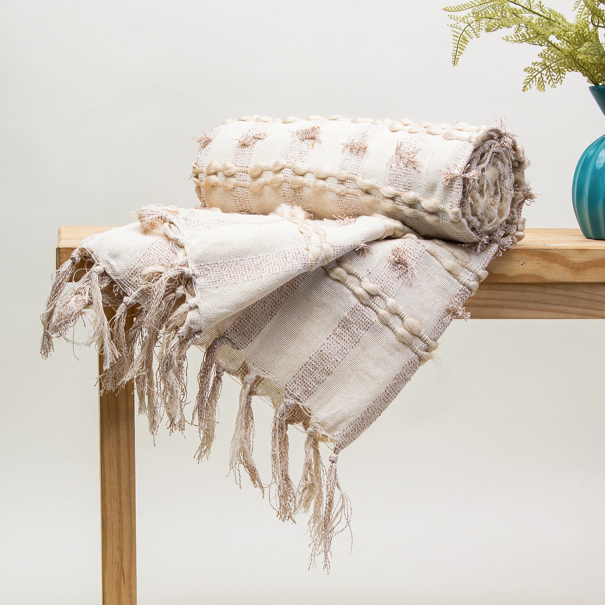 Reversible Indian Boho Cotton Woven Throw Blanket