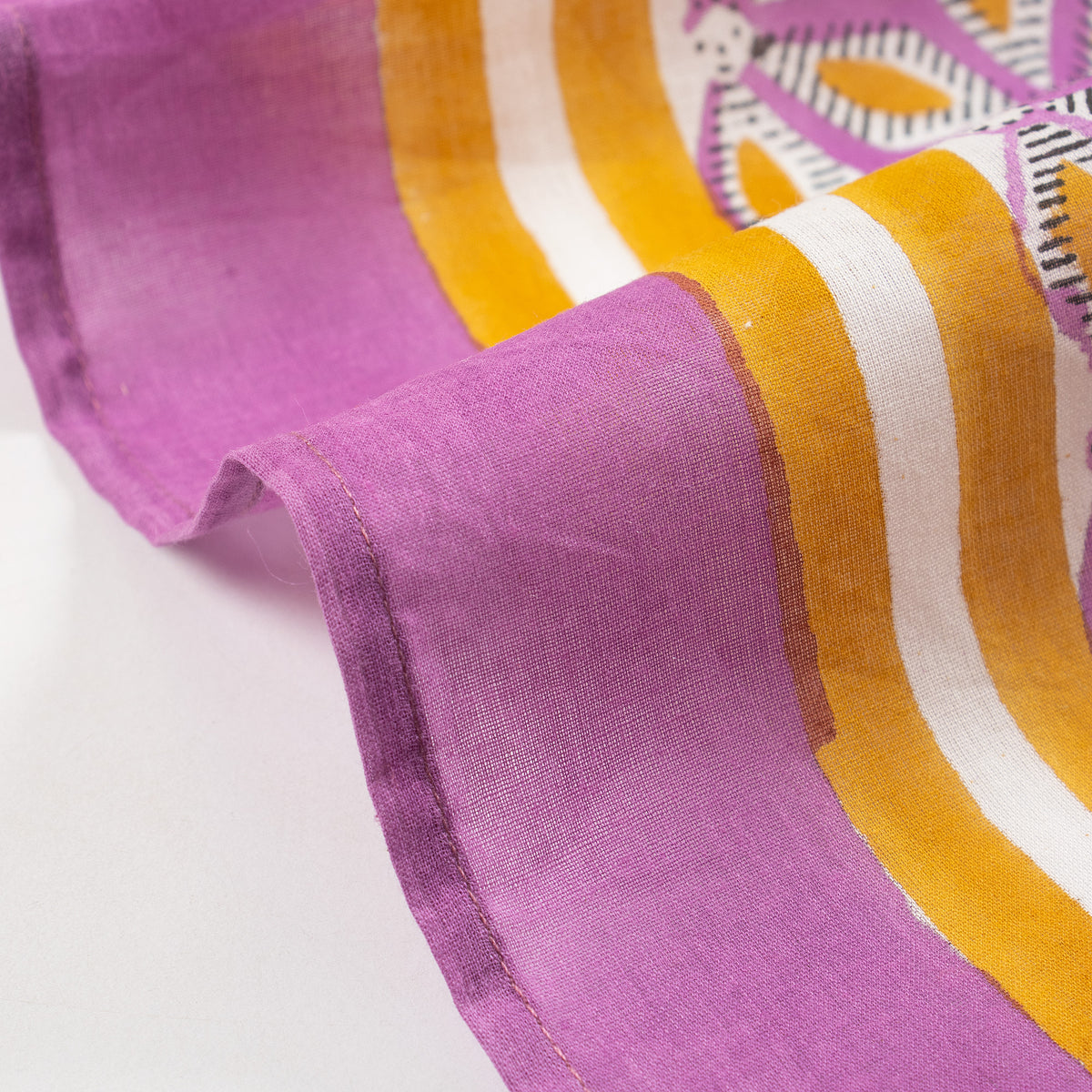Handmade Cotton Purple Block Printed Scarf For Women