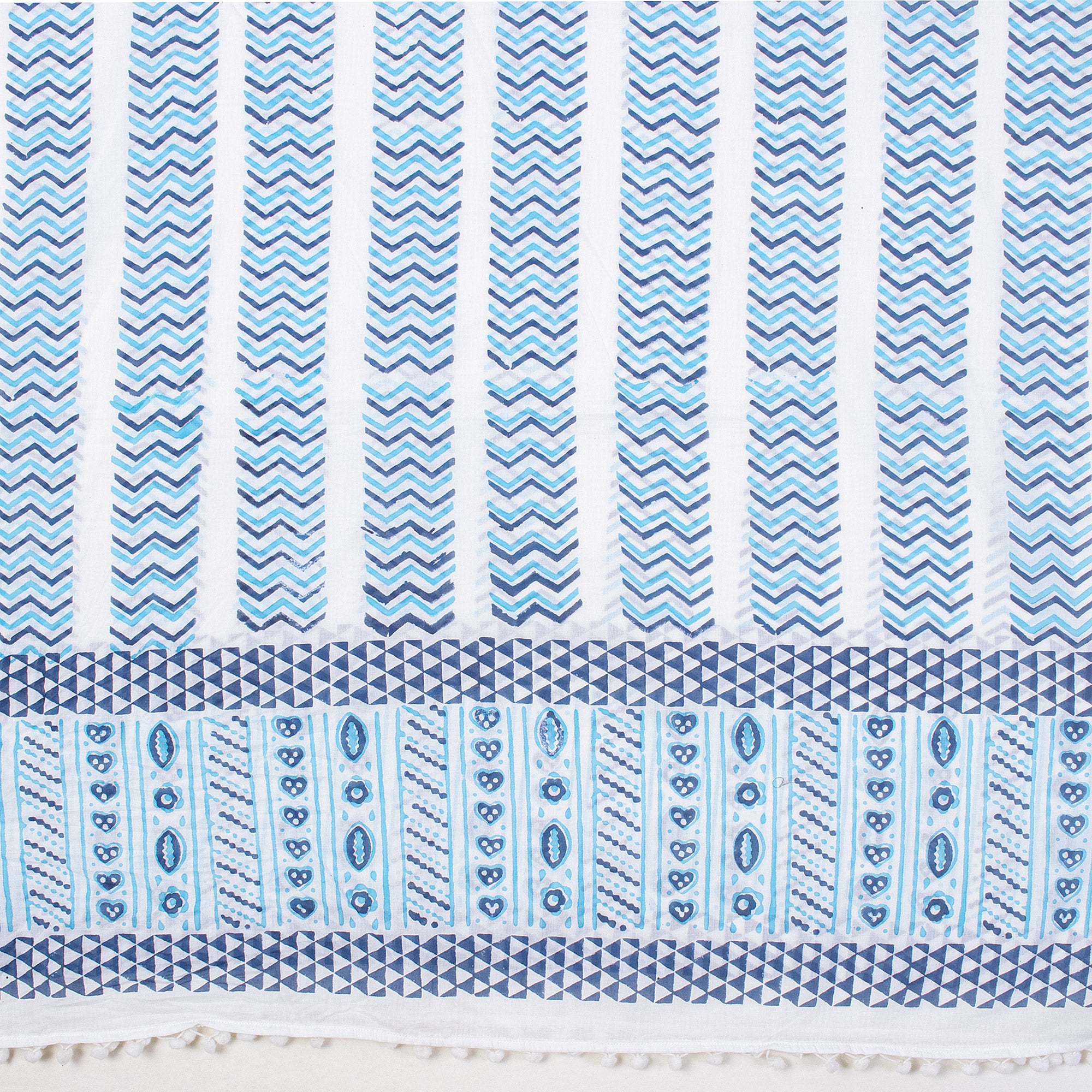 Blue Hand Block Print Beach Sarong Wrap For Women