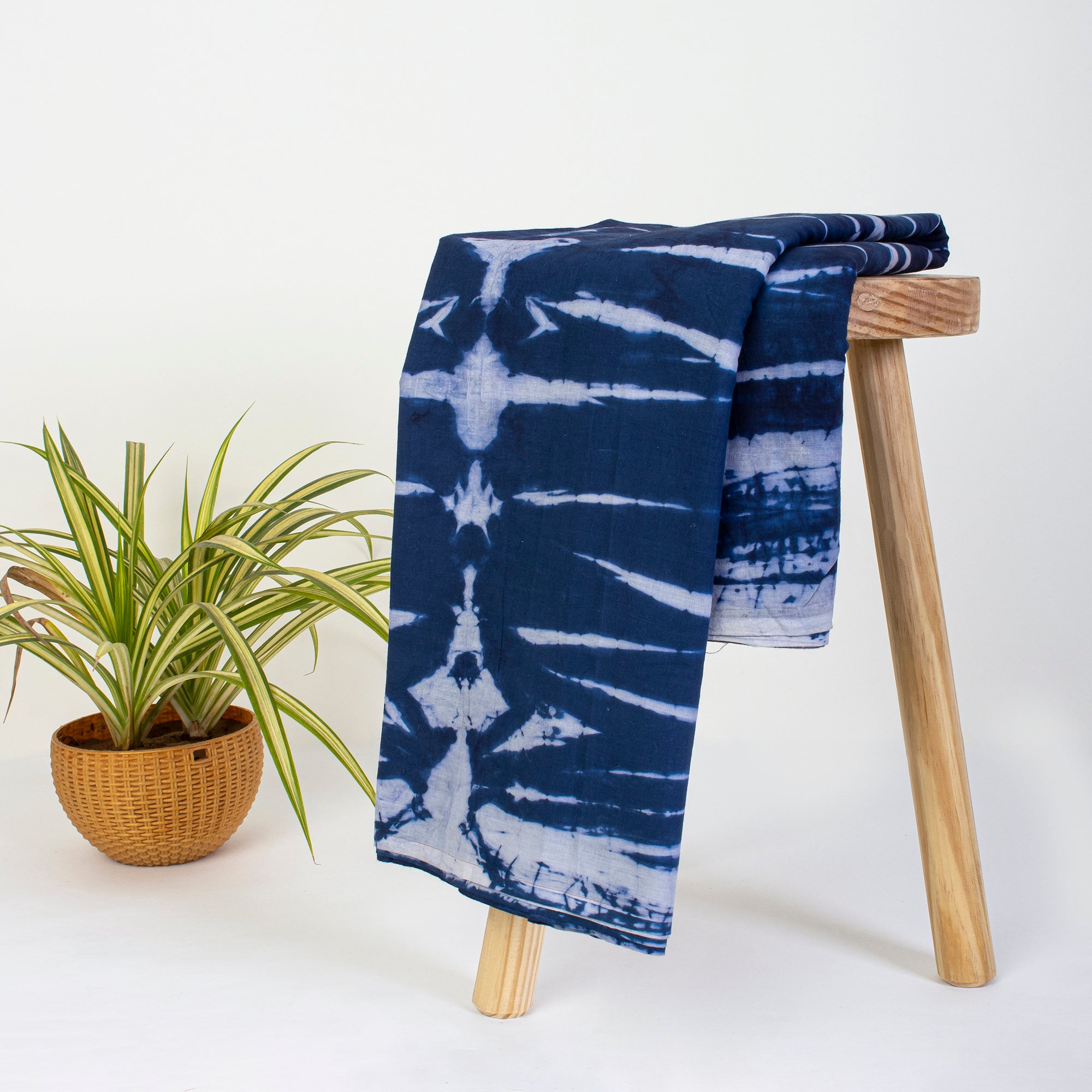 Sea Blue Cotton Tie Dye Shibori Fabric