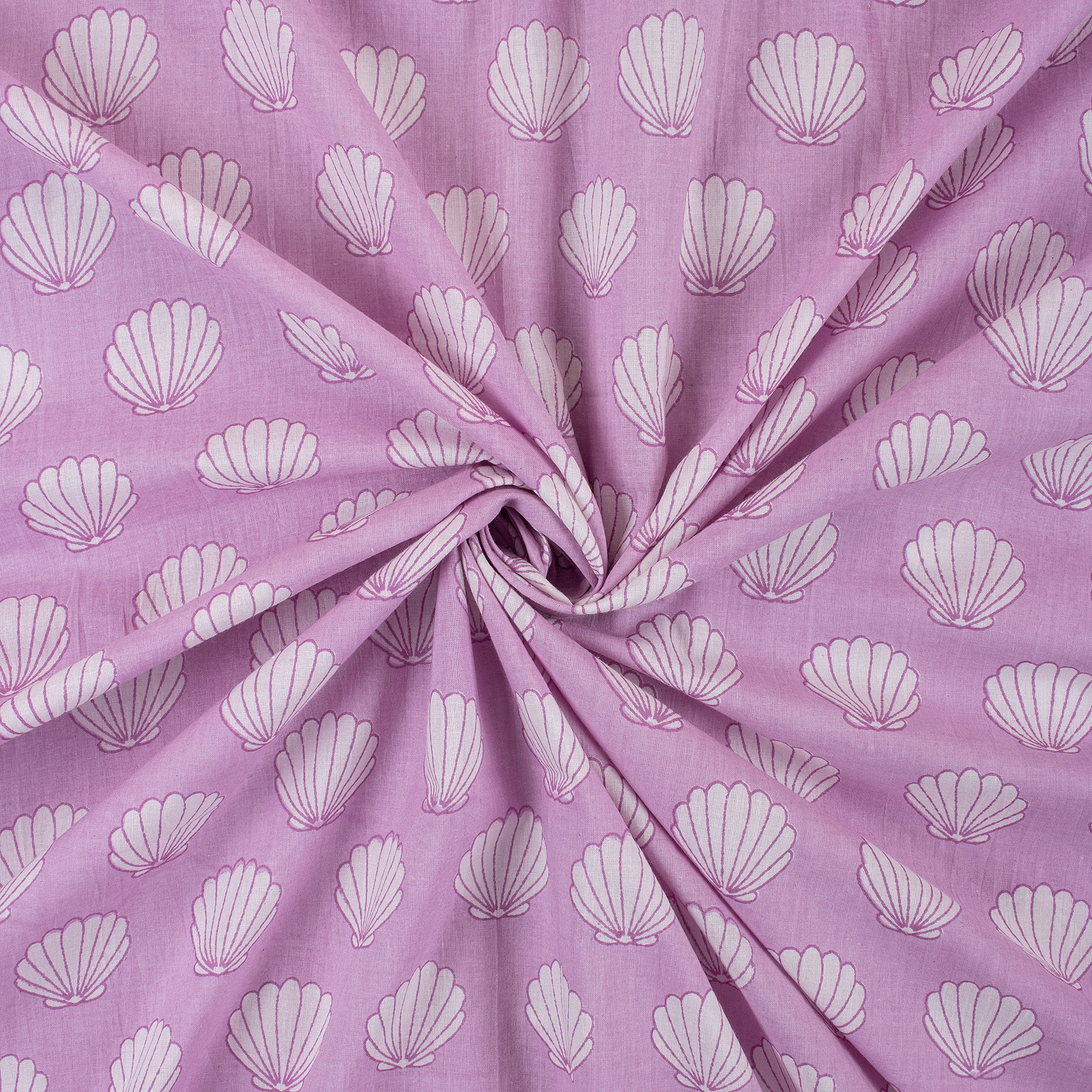 Sea Cell Block Print Cotton Running Fabric