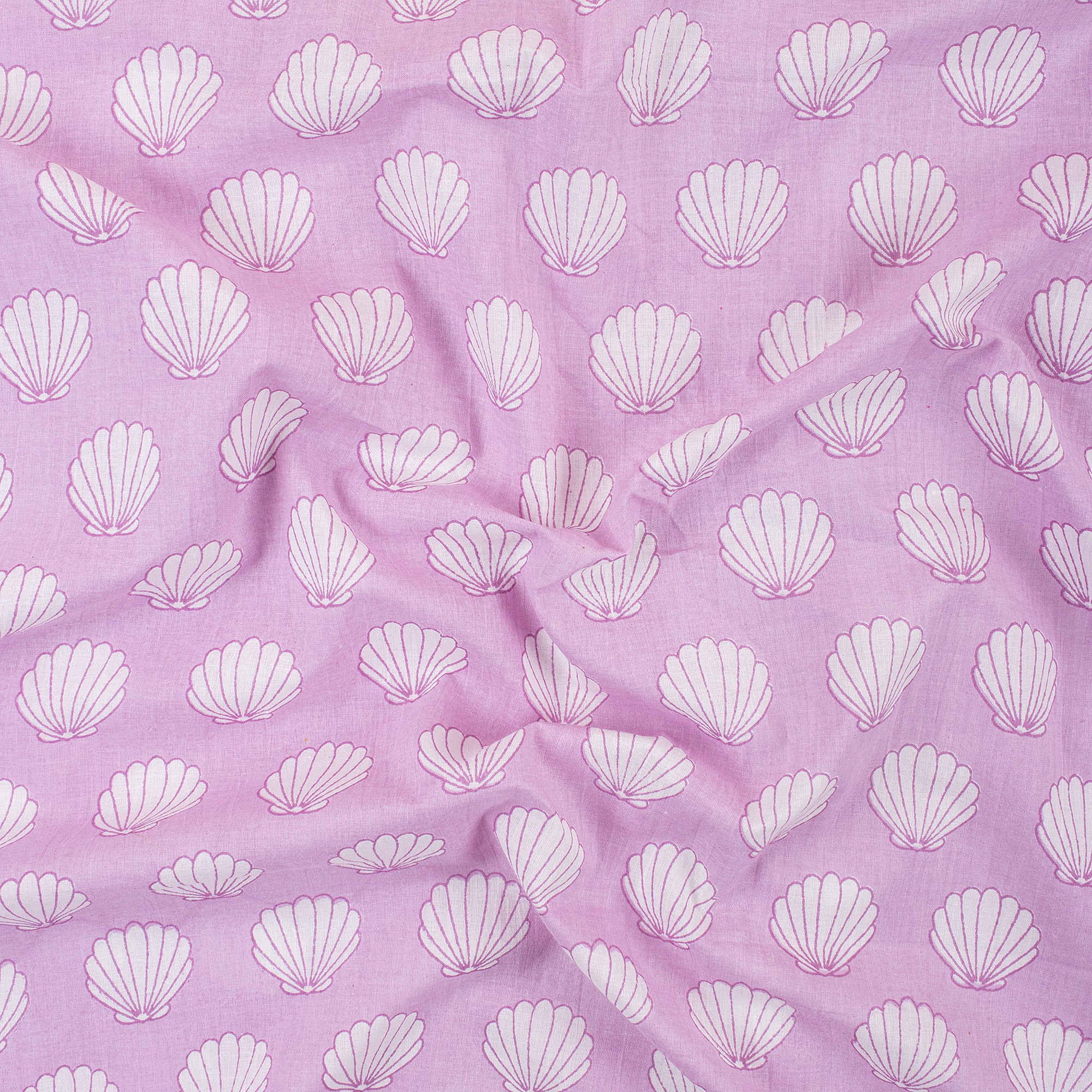 Sea Cell Block Print Cotton Running Fabric