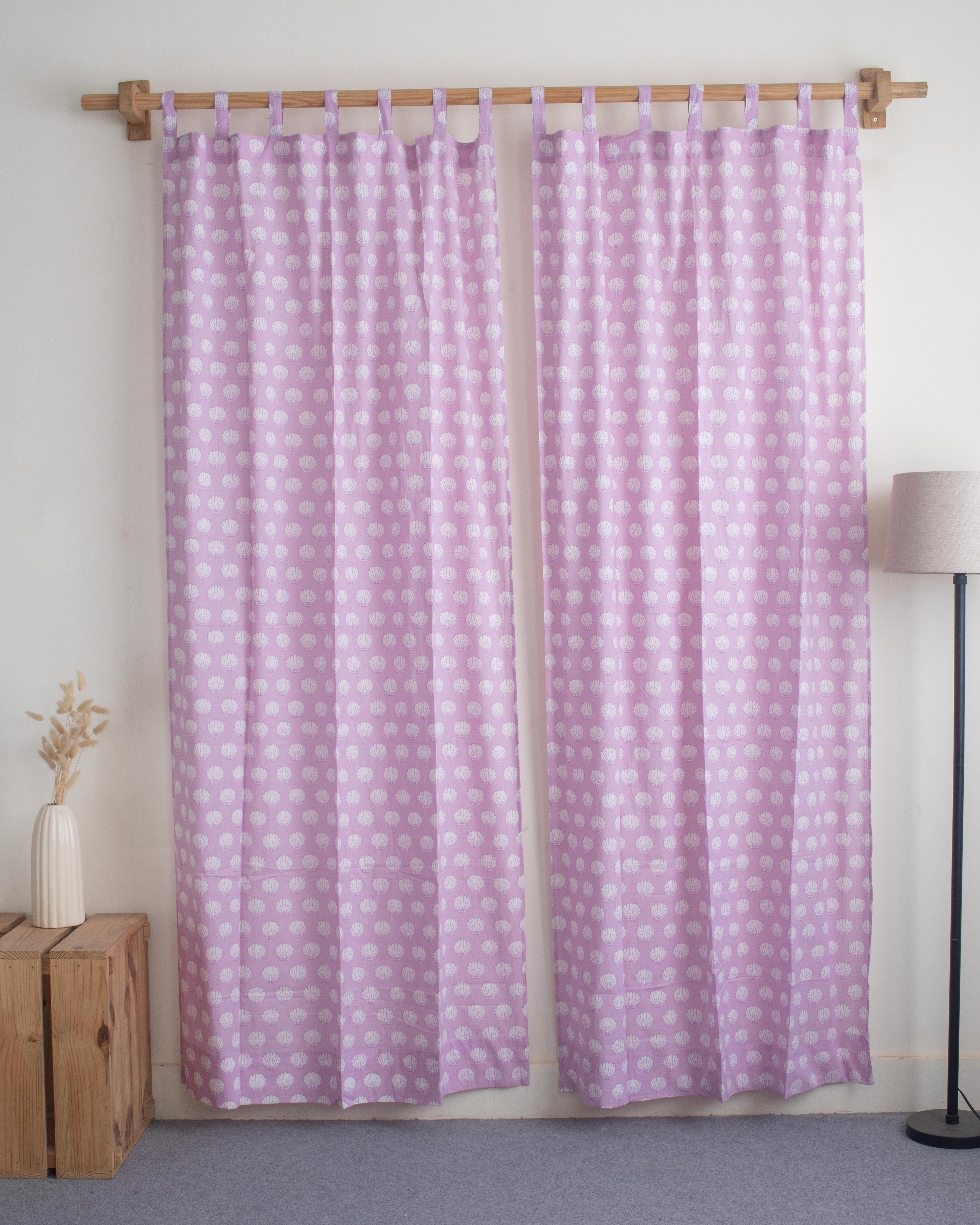 Seashell Block Print Curtains for Dining Room in India