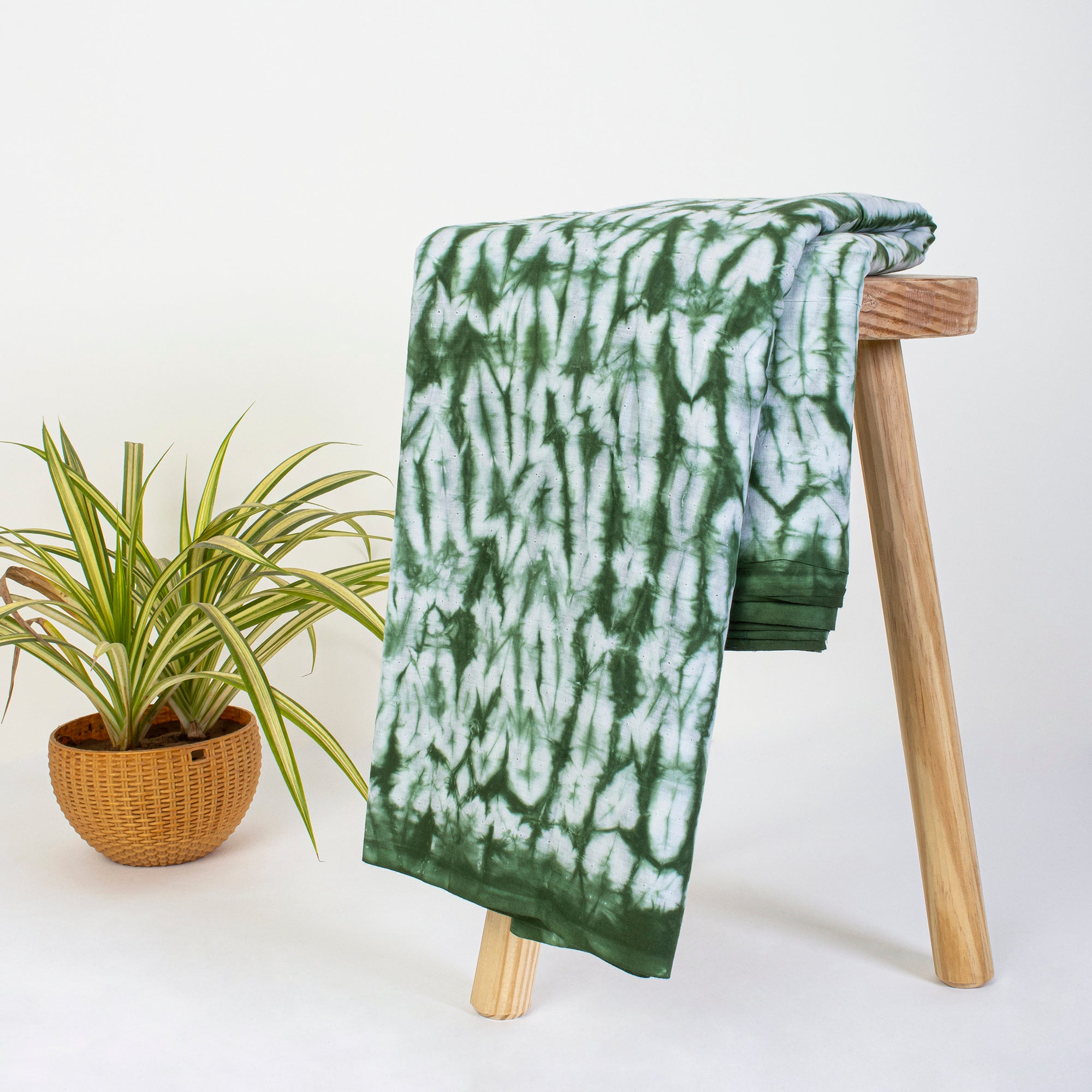 Shibori Green Tie Dye Cotton Fabric