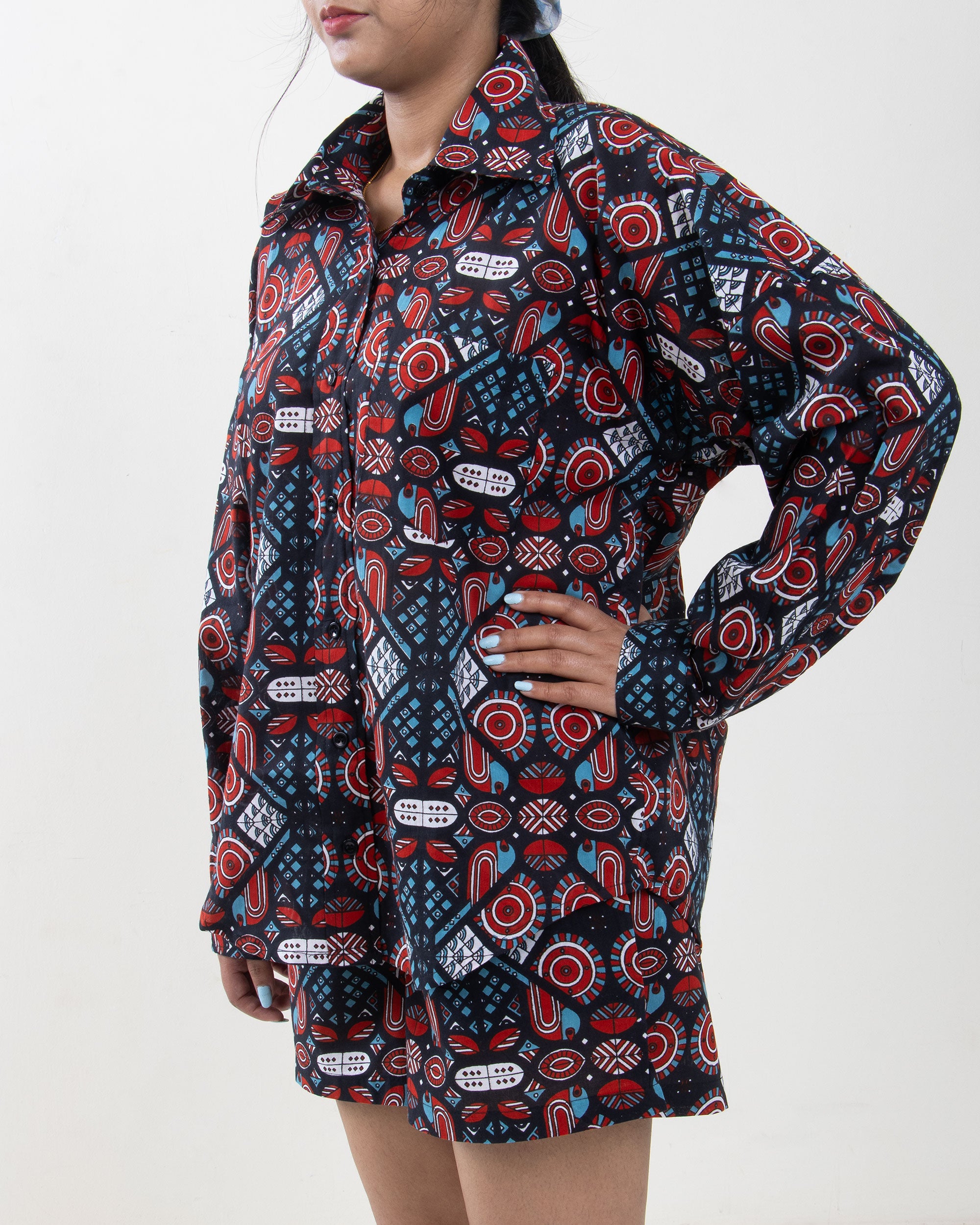 Short wiht Shirt & Pajama Cotton Printed Co-Ord Set for Women